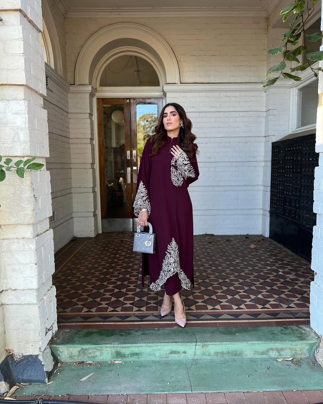 Burgundy Royale Grace Embroidered Signature Modest Co-Ord Set