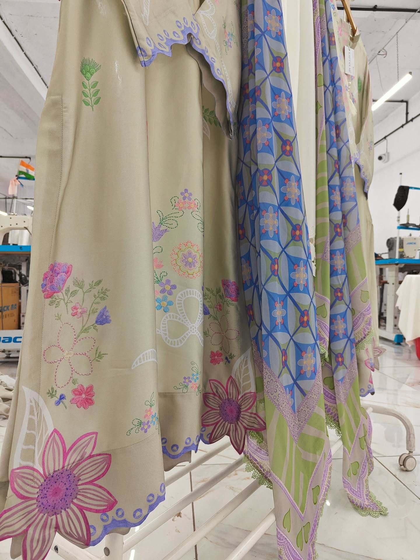 Serene Embroidered Luxe Modest Co-Ord Set With Scarf | Luxurious Embroidery With Applique Work