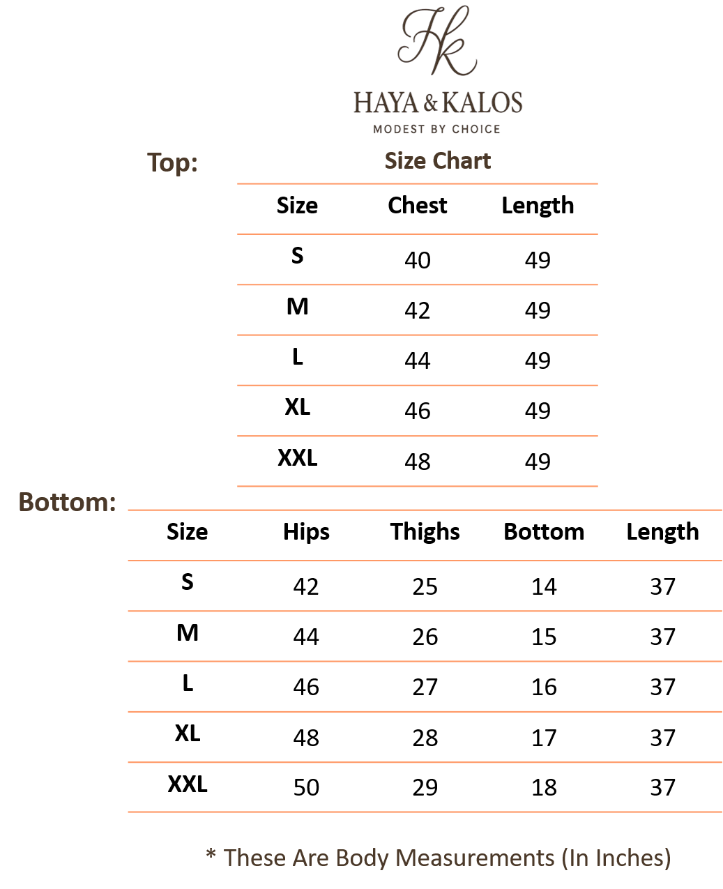 Size chart