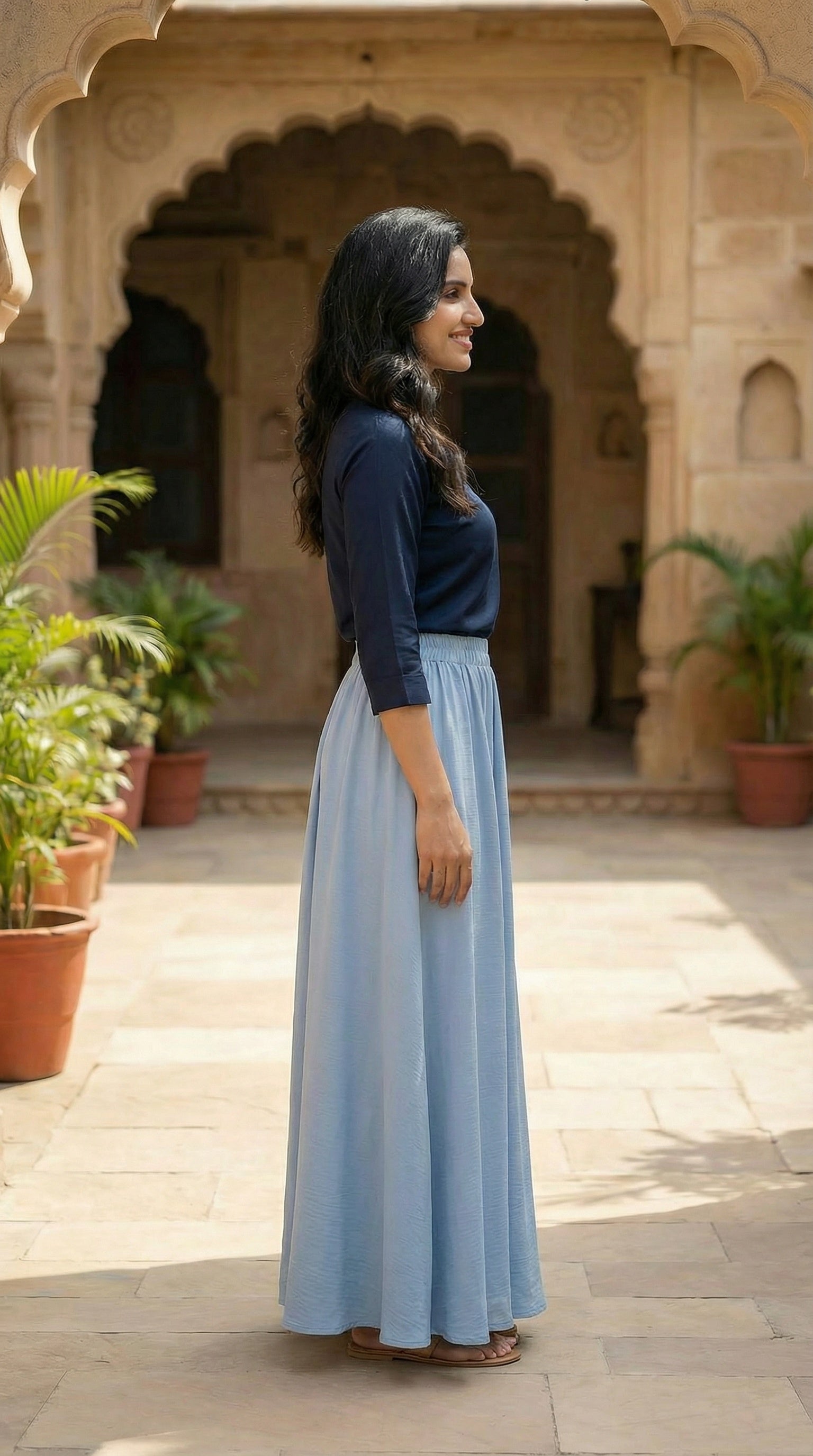 Imported maxi modest blue skirt India