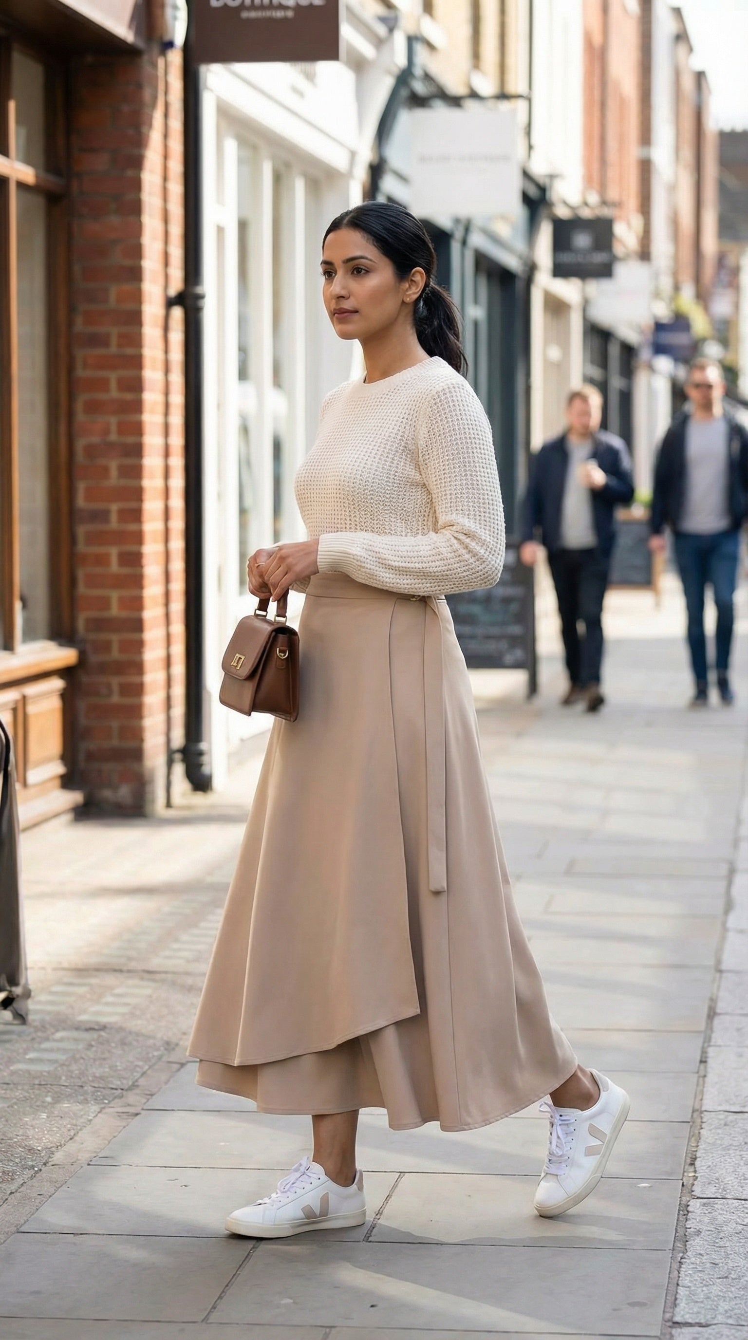 premium Beige Wrap Scuba Skirt for Indian women