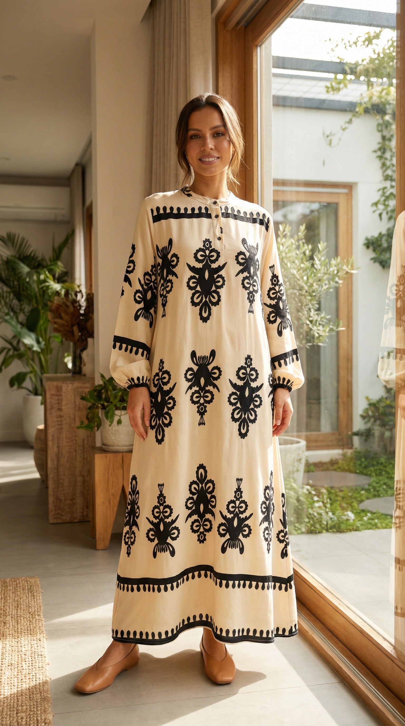 Beige Muse Modest Printed Maxi Dress