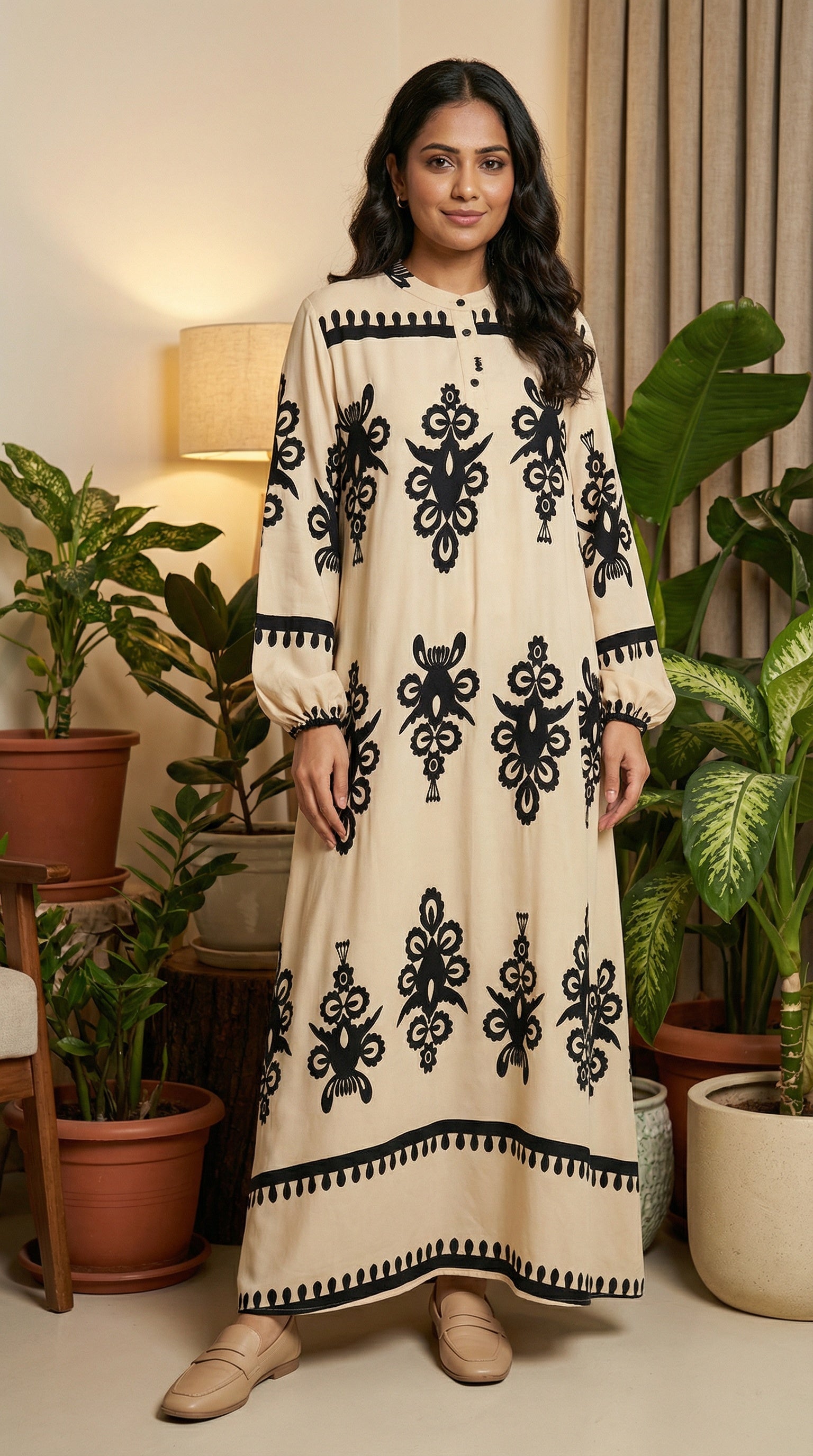 Beige Muse Modest Printed Maxi Dress