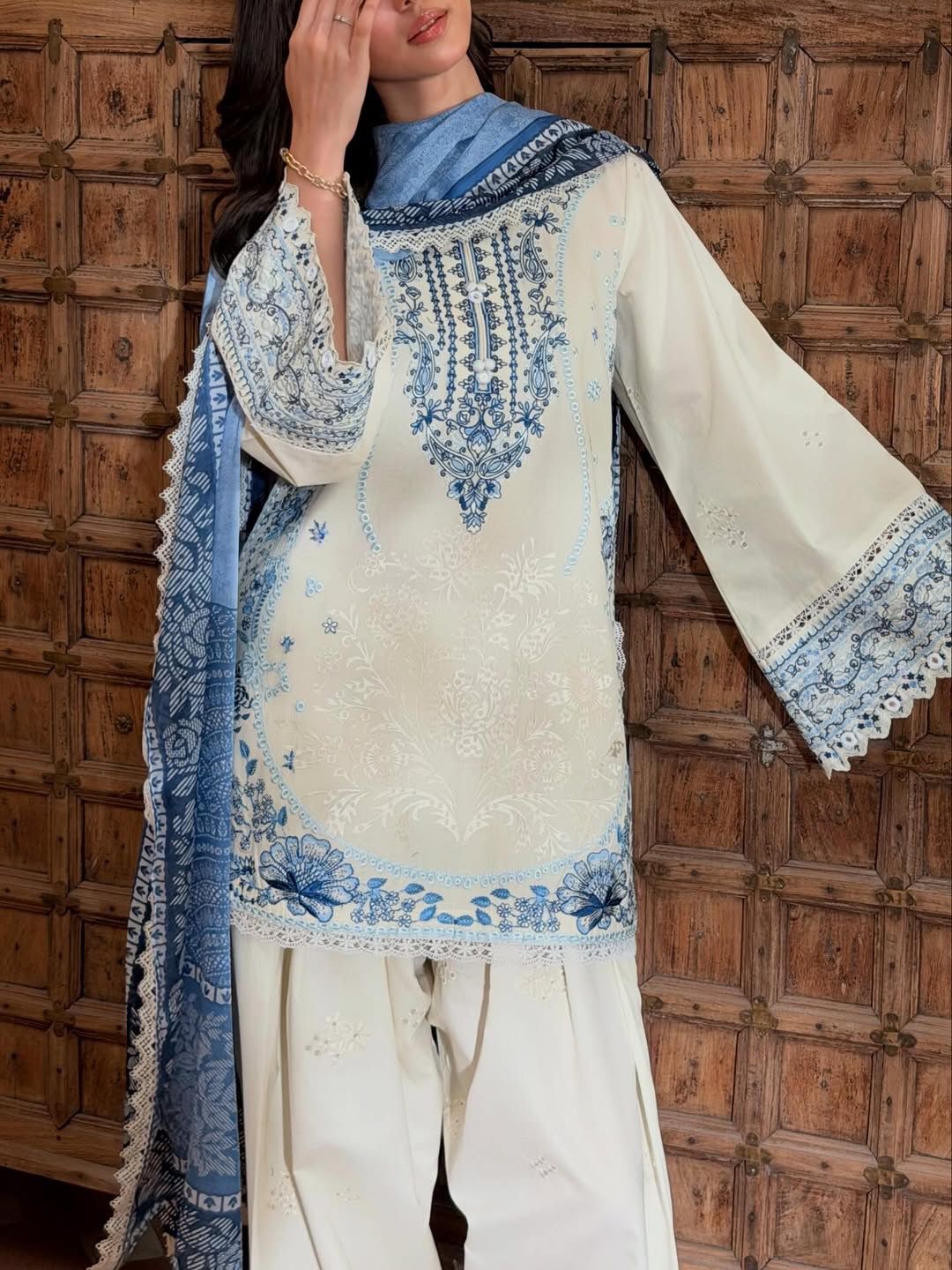 Blue Whisper Signature Farshi Modest Co-Ord Set
