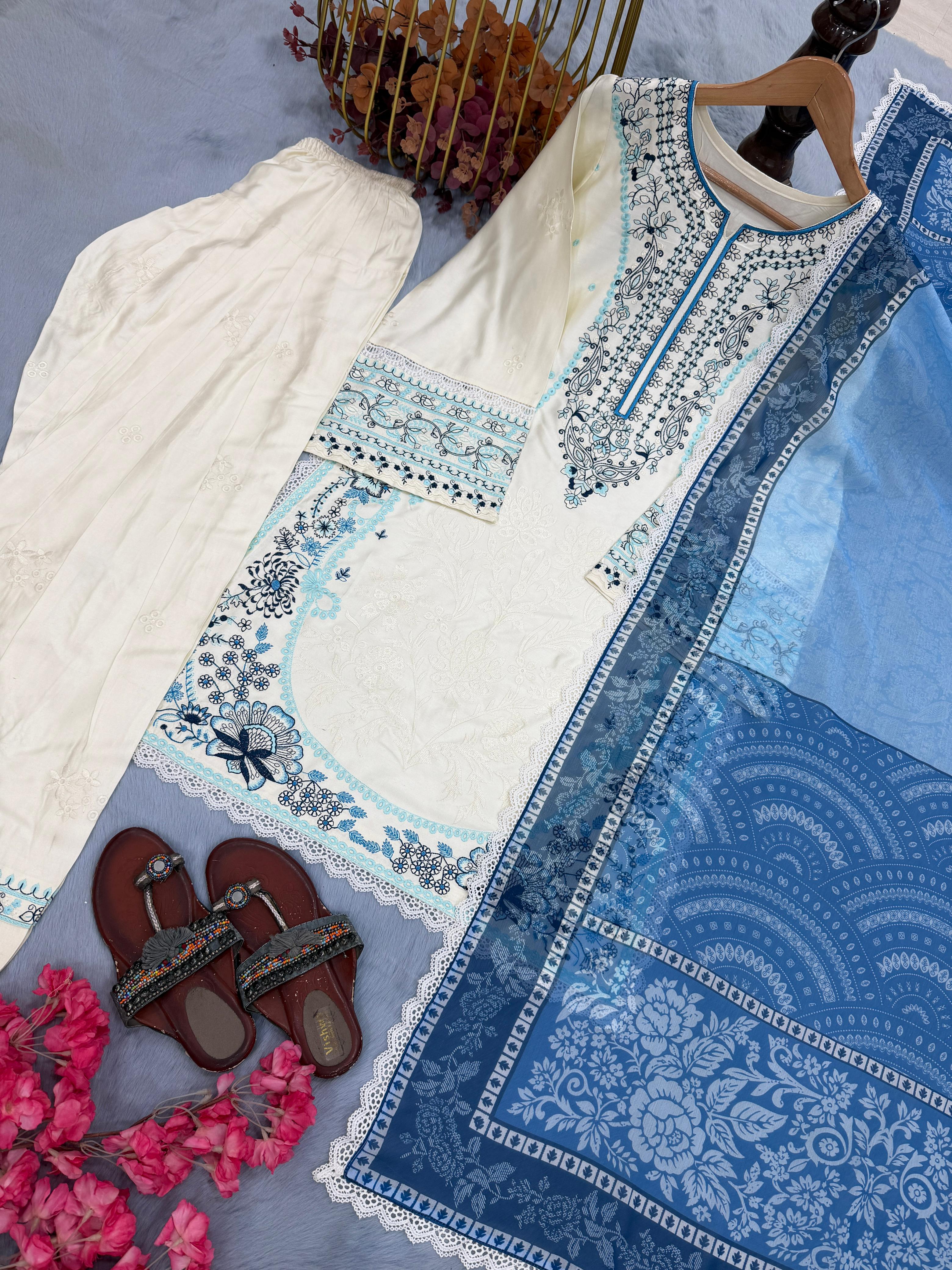Blue Whisper Signature Farshi Modest Co-Ord Set