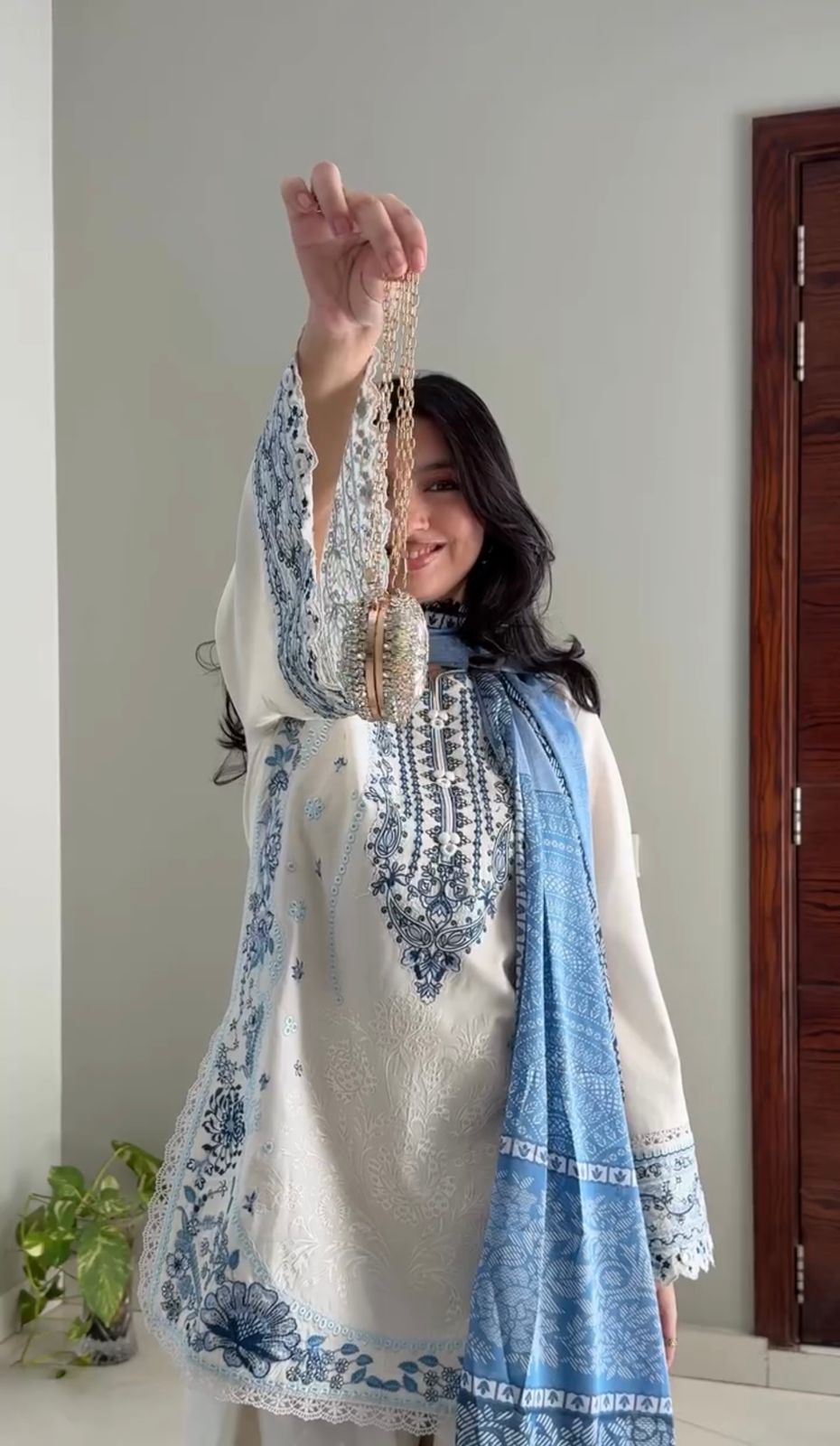 Blue Whisper Signature Farshi Modest Co-Ord Set