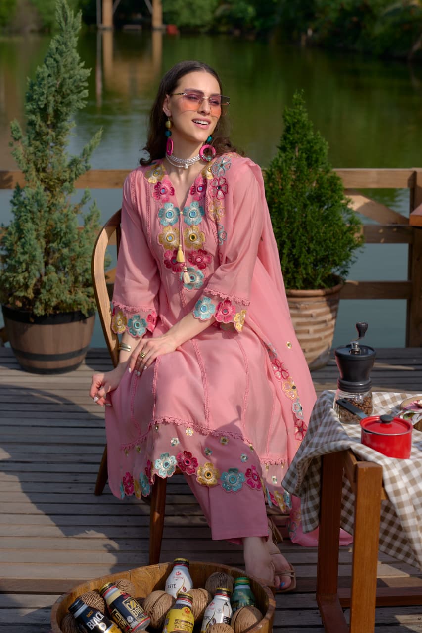 floral embroidered modest outfit women