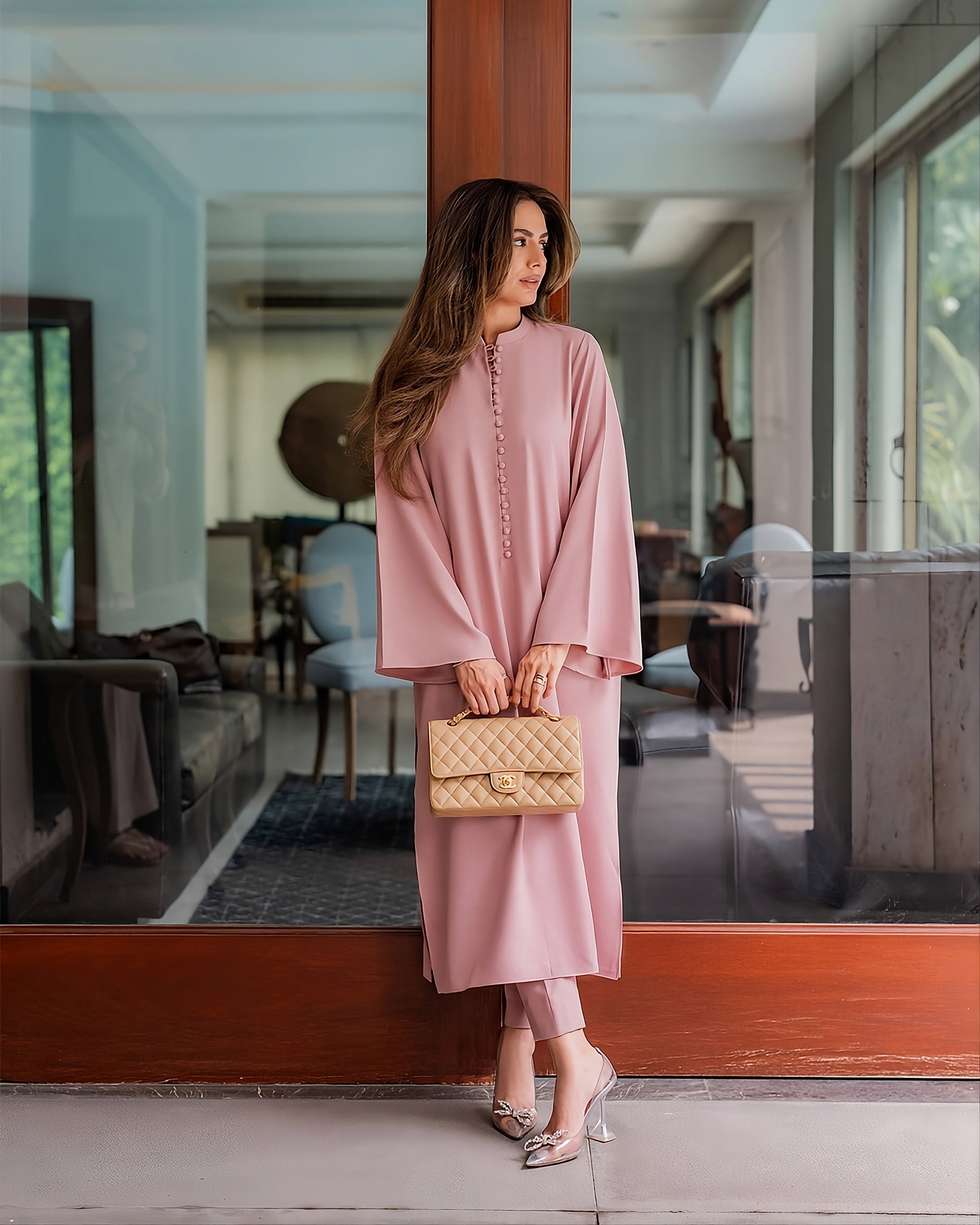 berry crepe modest co ord set women