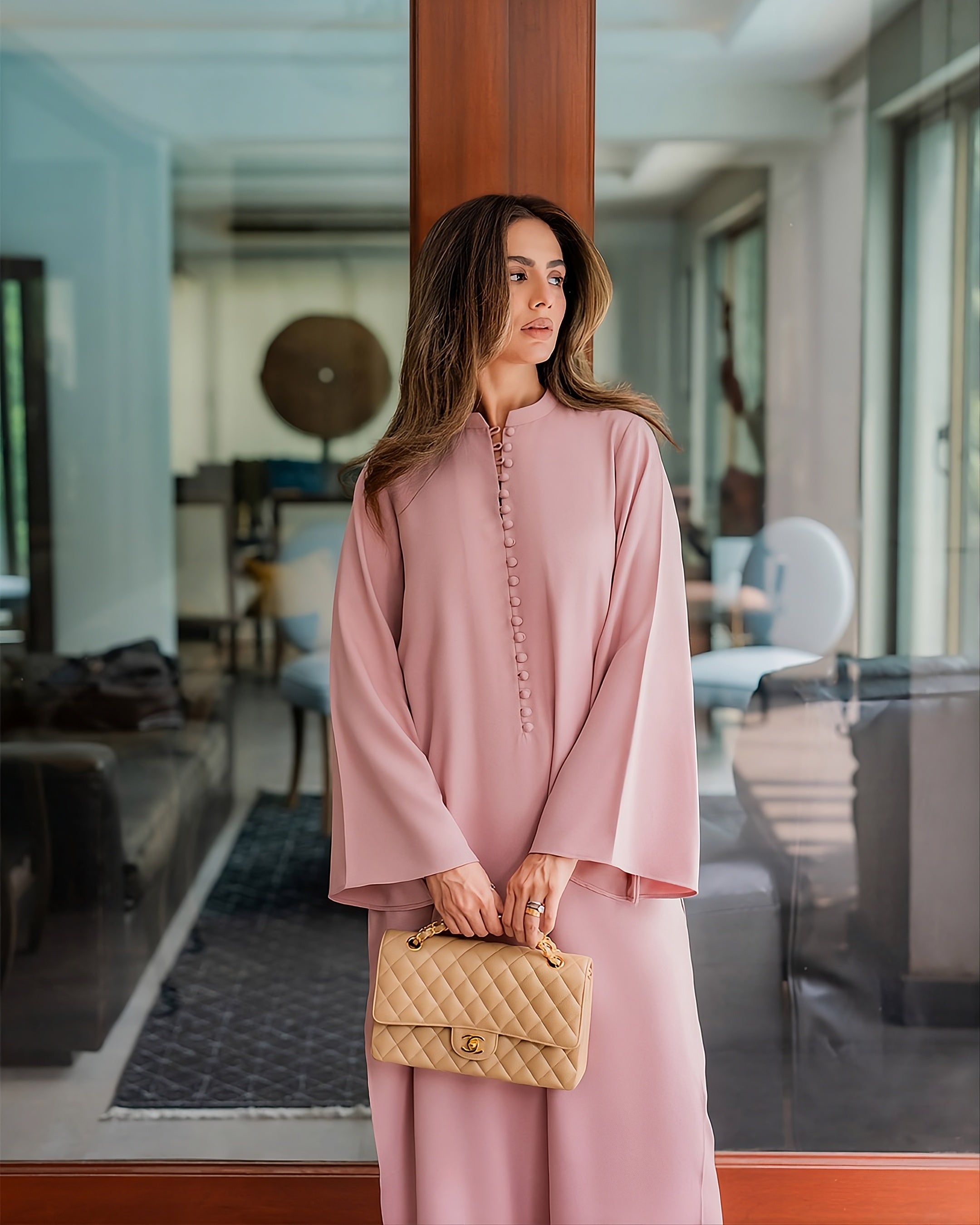 elegant blush modest coord set haya kalos