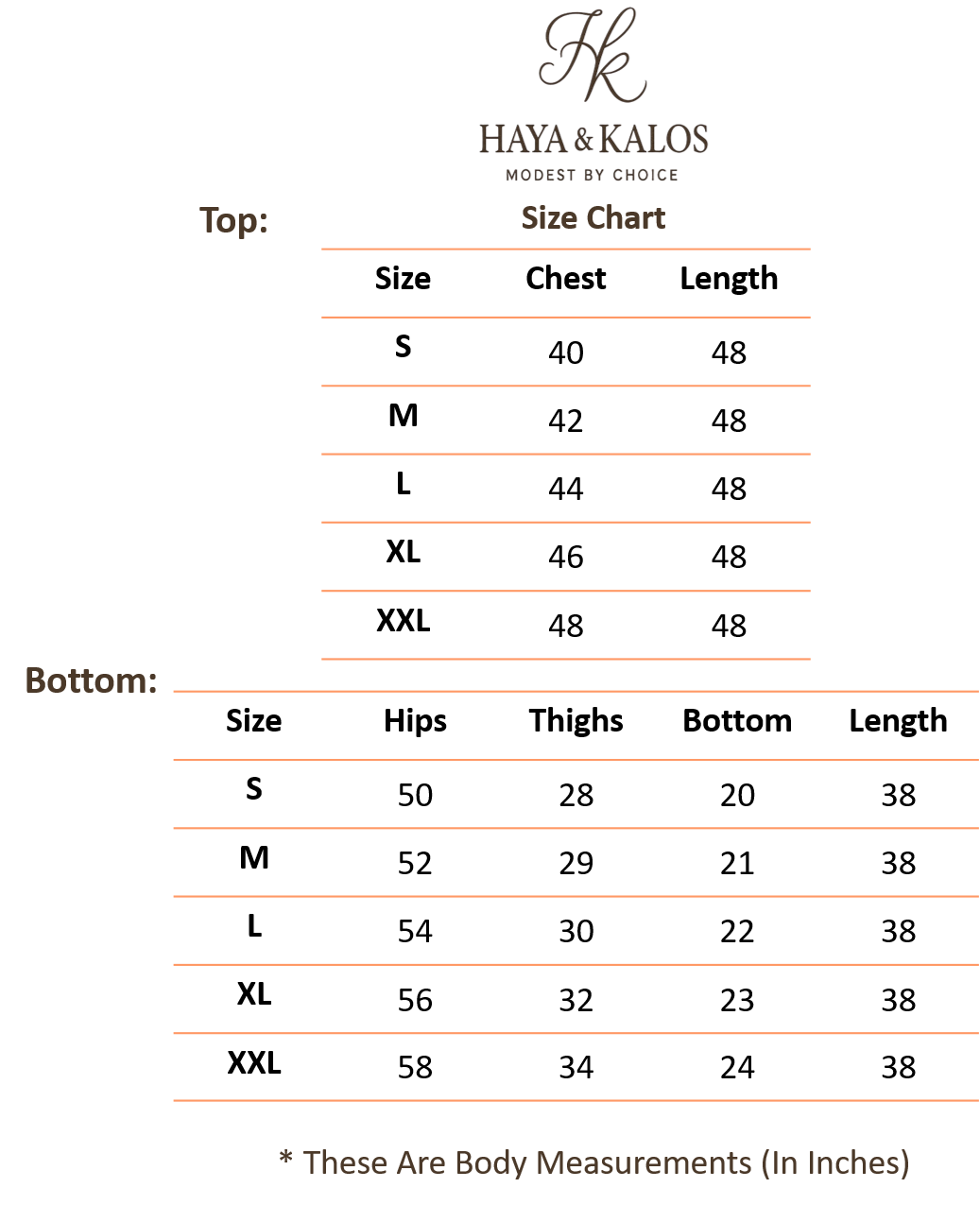 Size chart