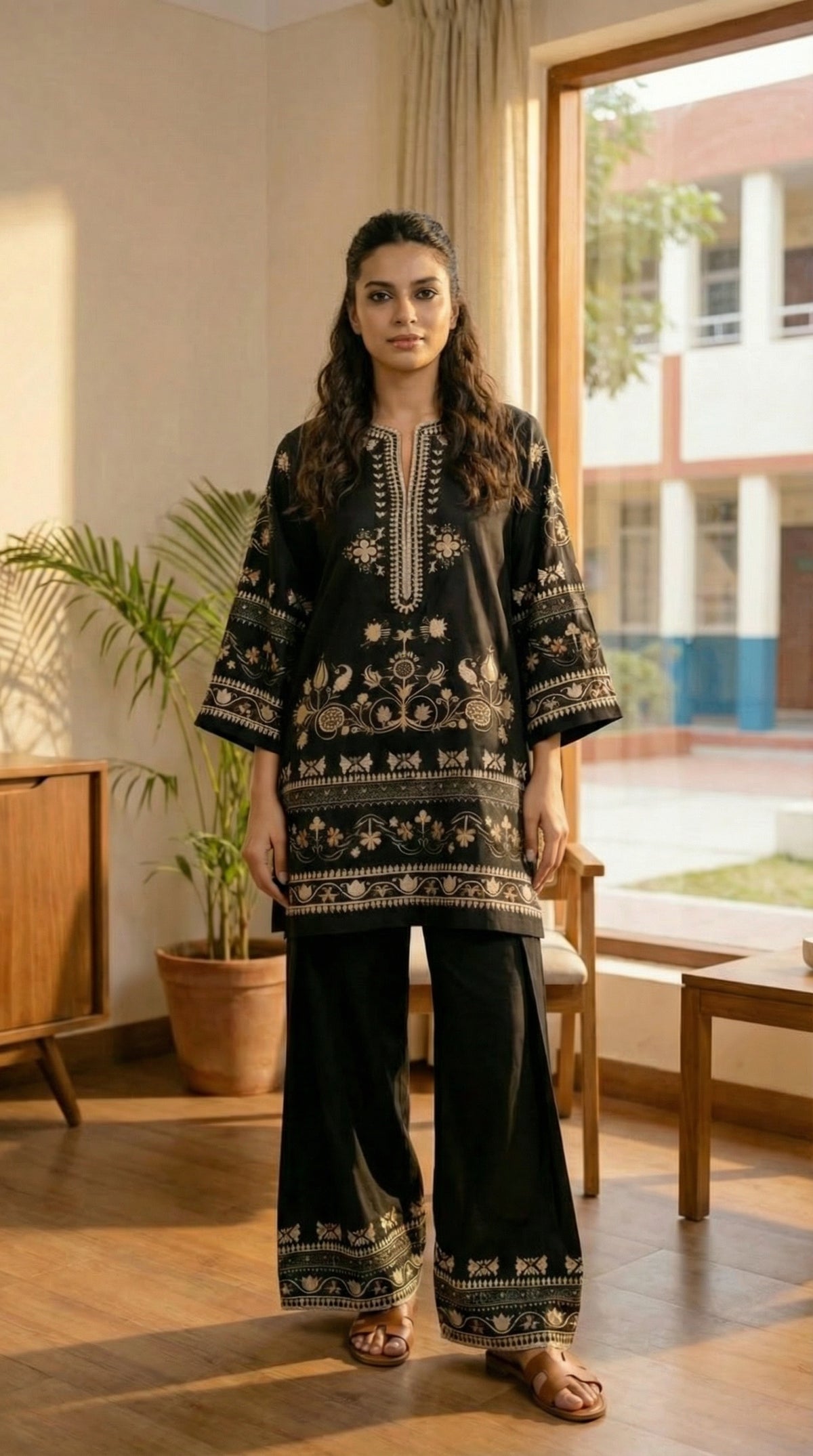 Modest Corods Noir Heritage Bloom Modest Co-Ord Set | Premium Printed Modest Co-Ords ...