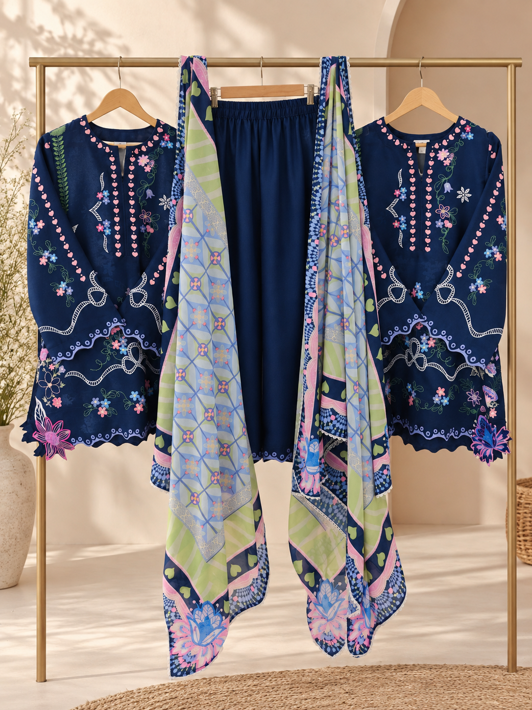 modest co-ord set with scarf