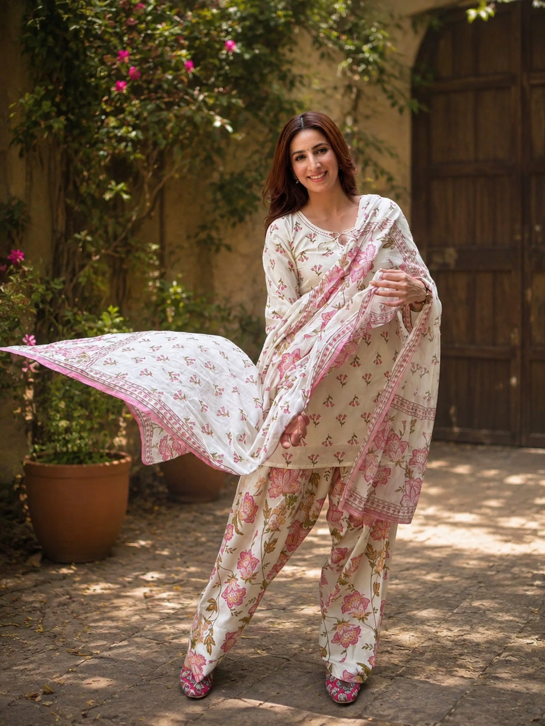 Rosewood Petal Atelier Muslin Farshi Modest Co-ord Set