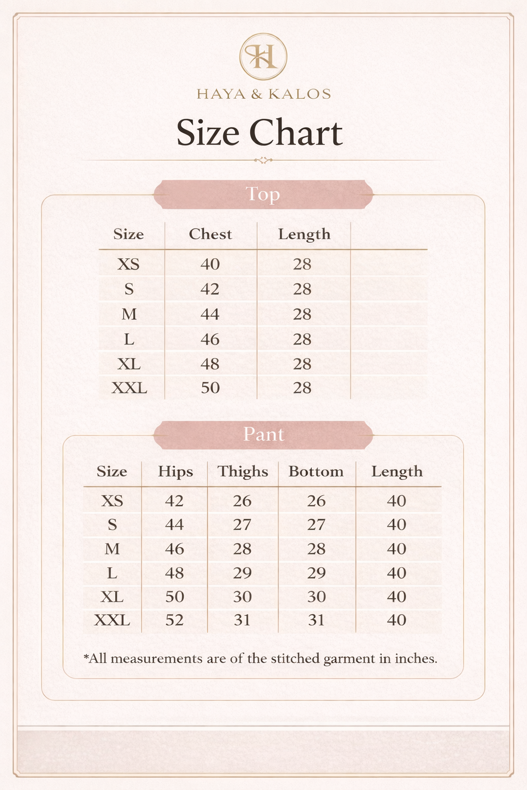 Size chart