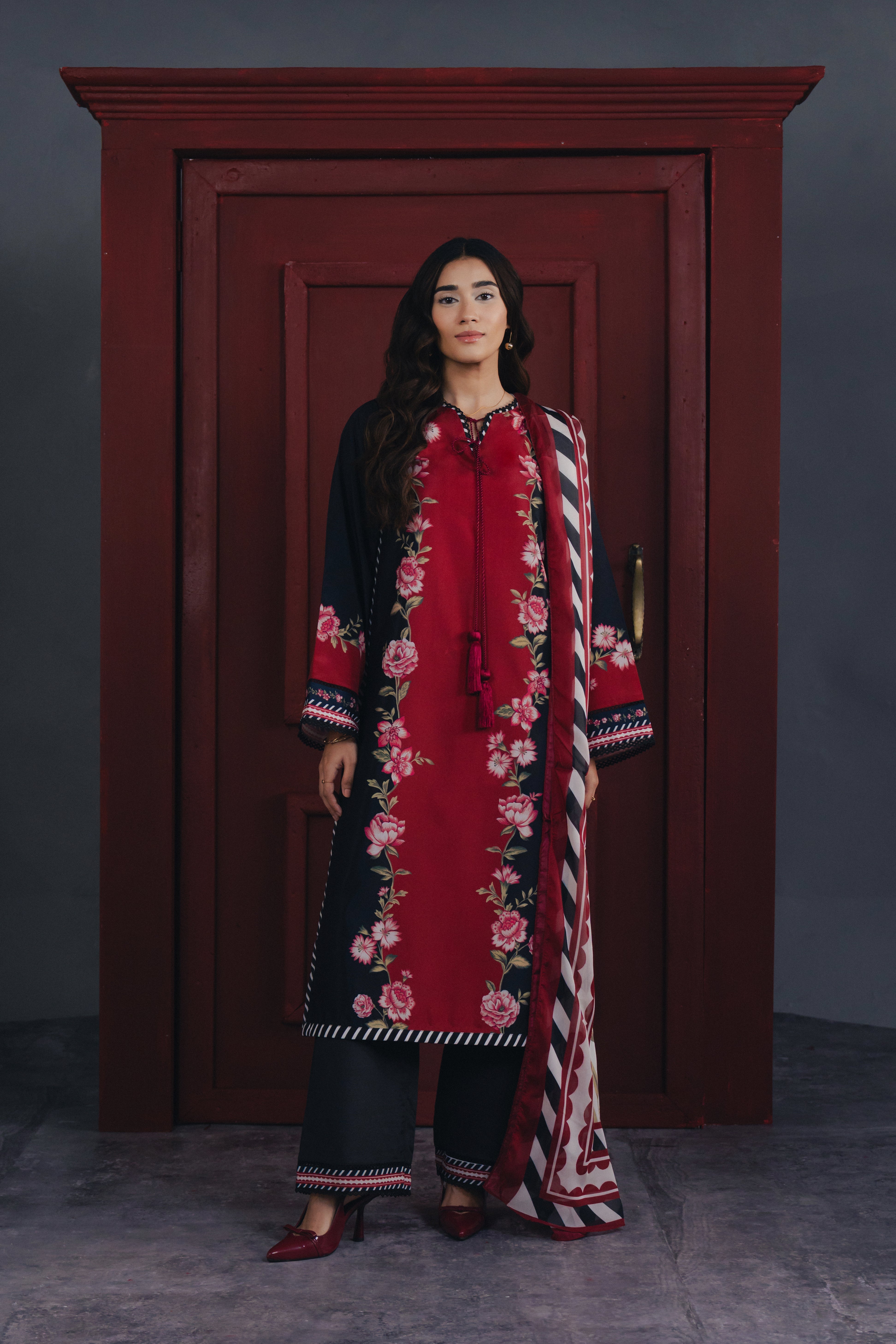 crimson rose modest coord set women