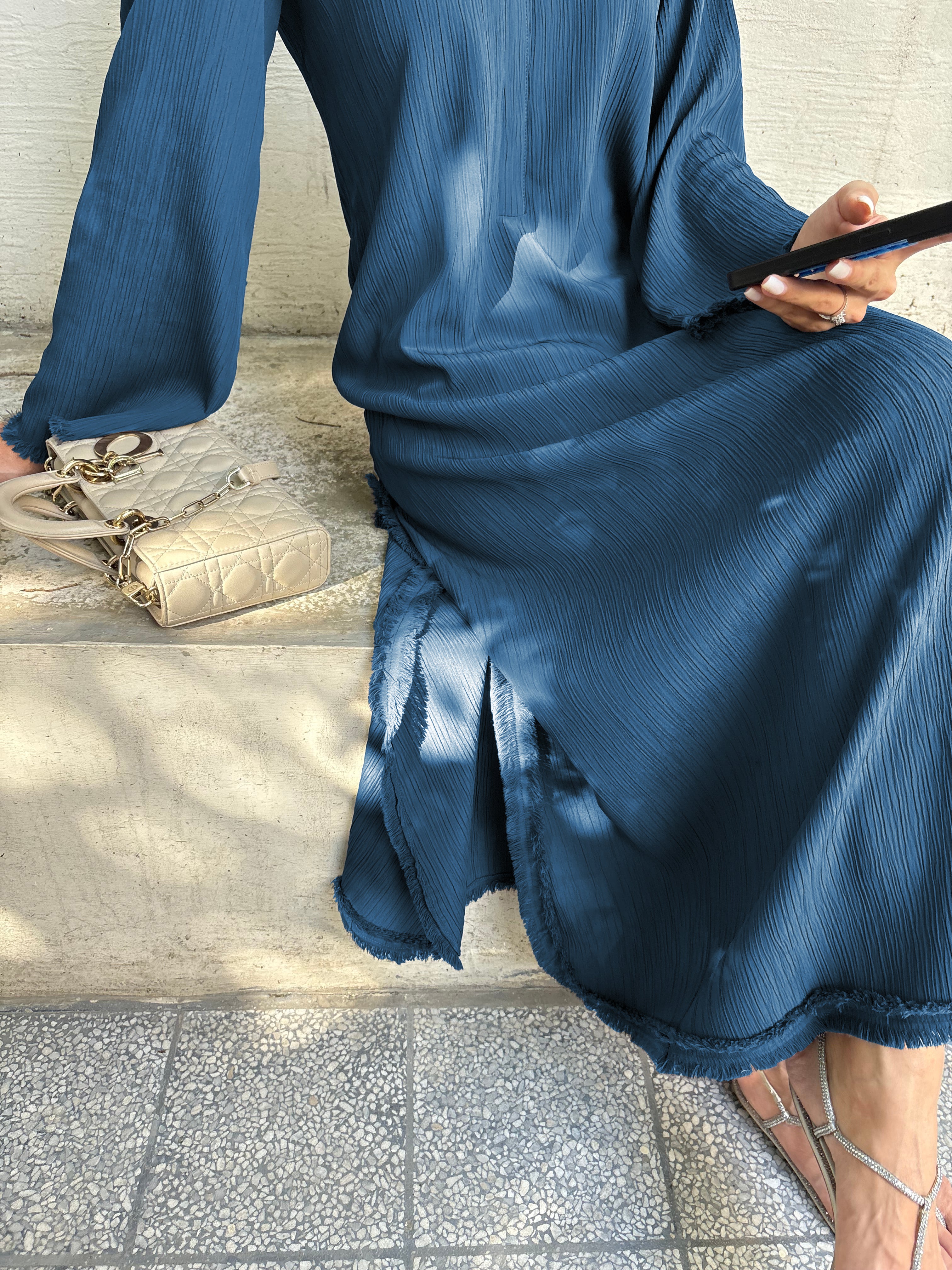 everyday modest dress denim blue