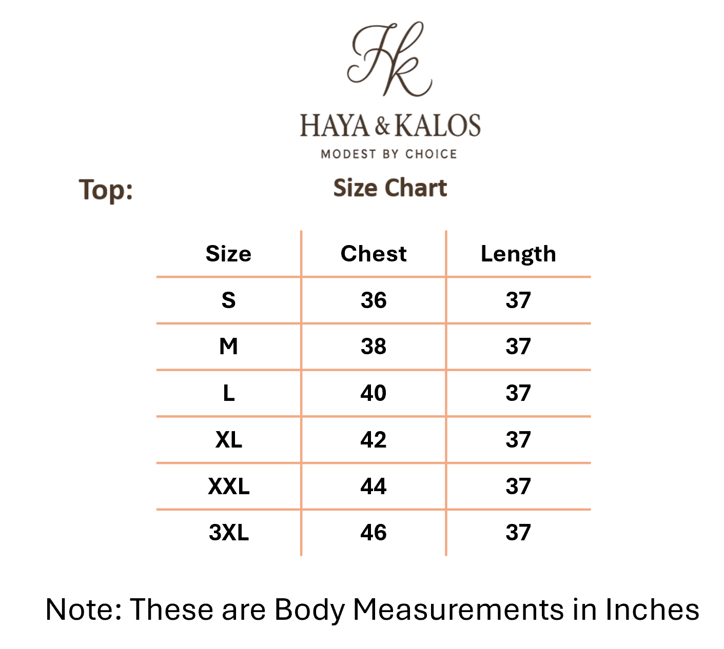 Size chart