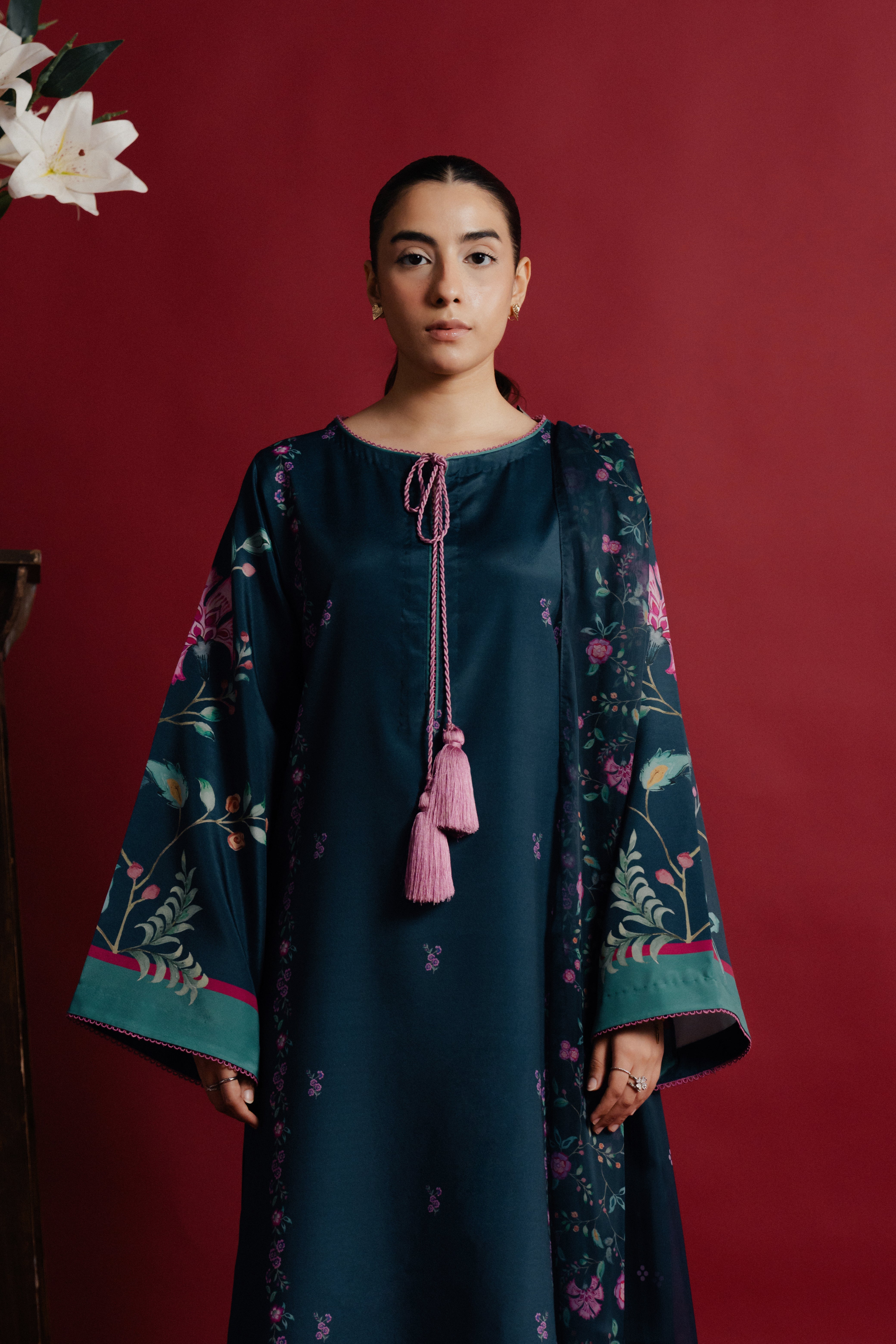 emerald floral modest coord set women