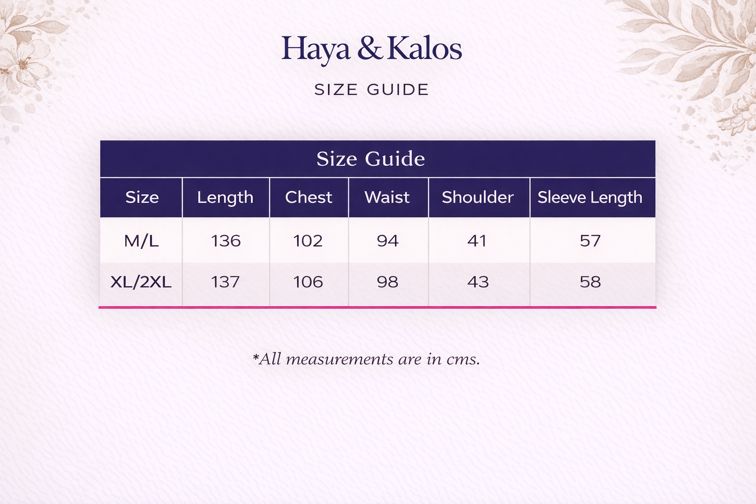 Size chart