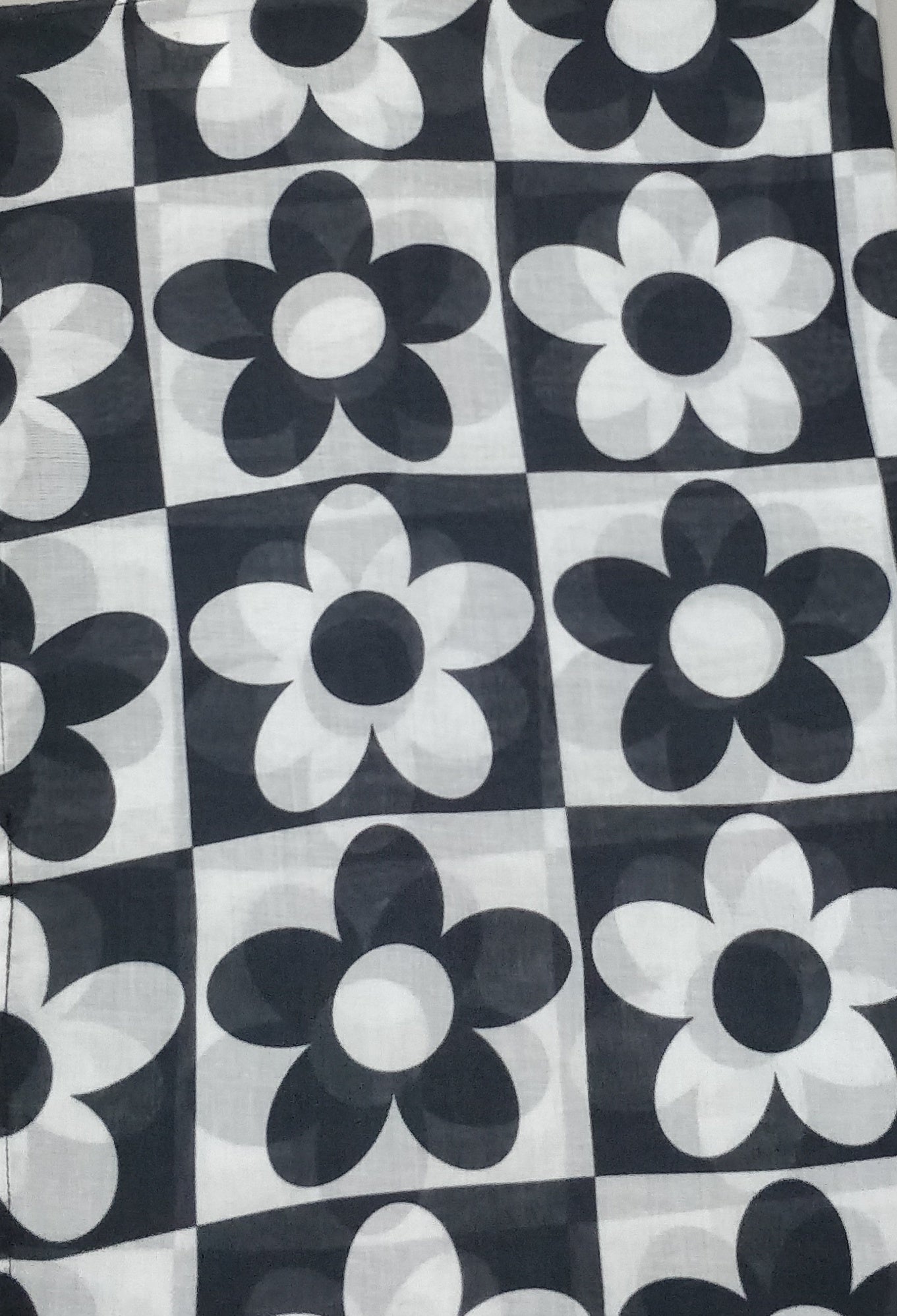 Monochrome Bloom Cotton Voil Scarf
