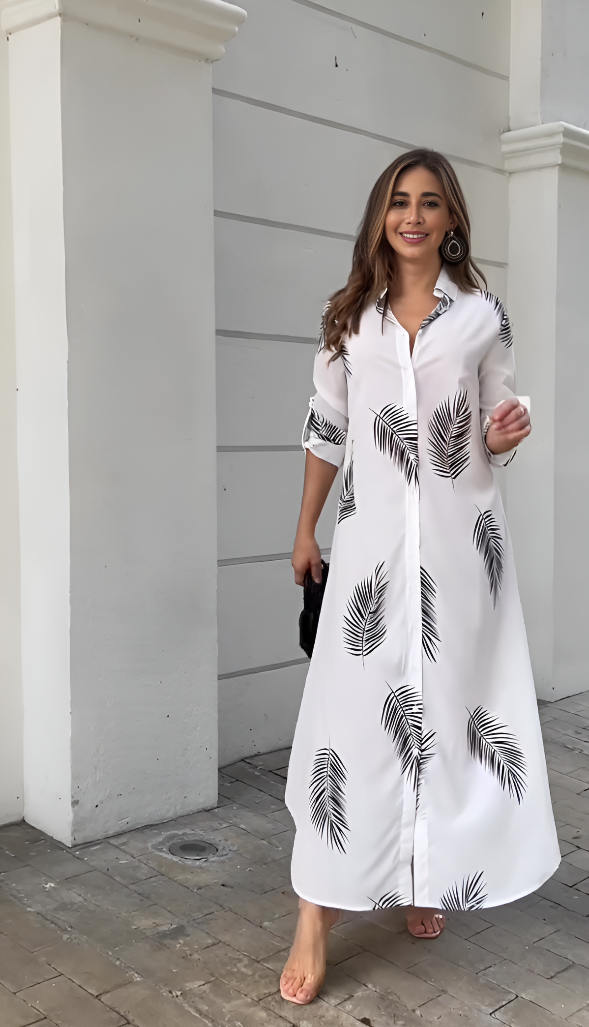 Ivory Palm Signature Modest Dress