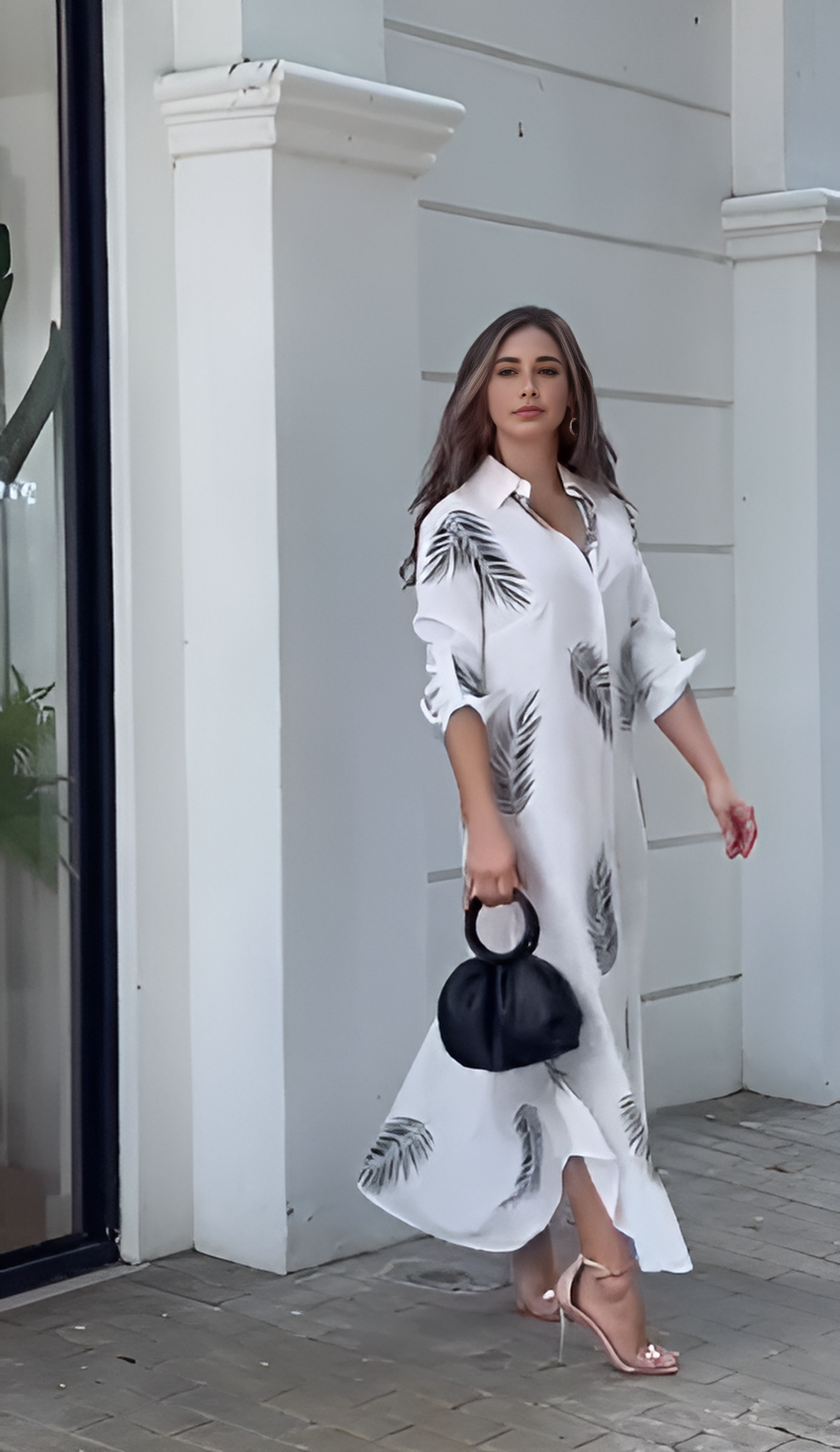 Ivory Palm Signature Modest Dress