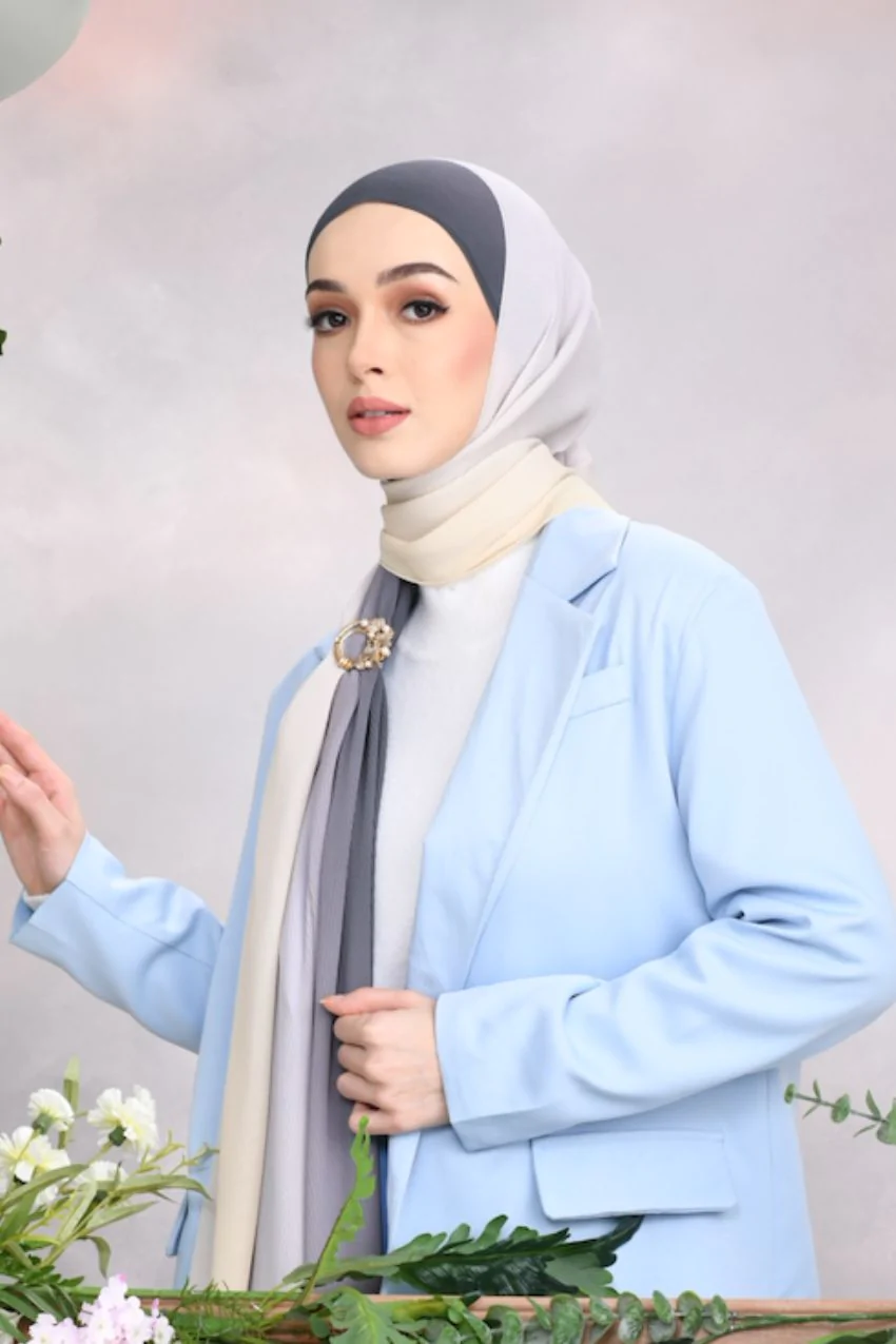 ivory grey lightweight headscarf