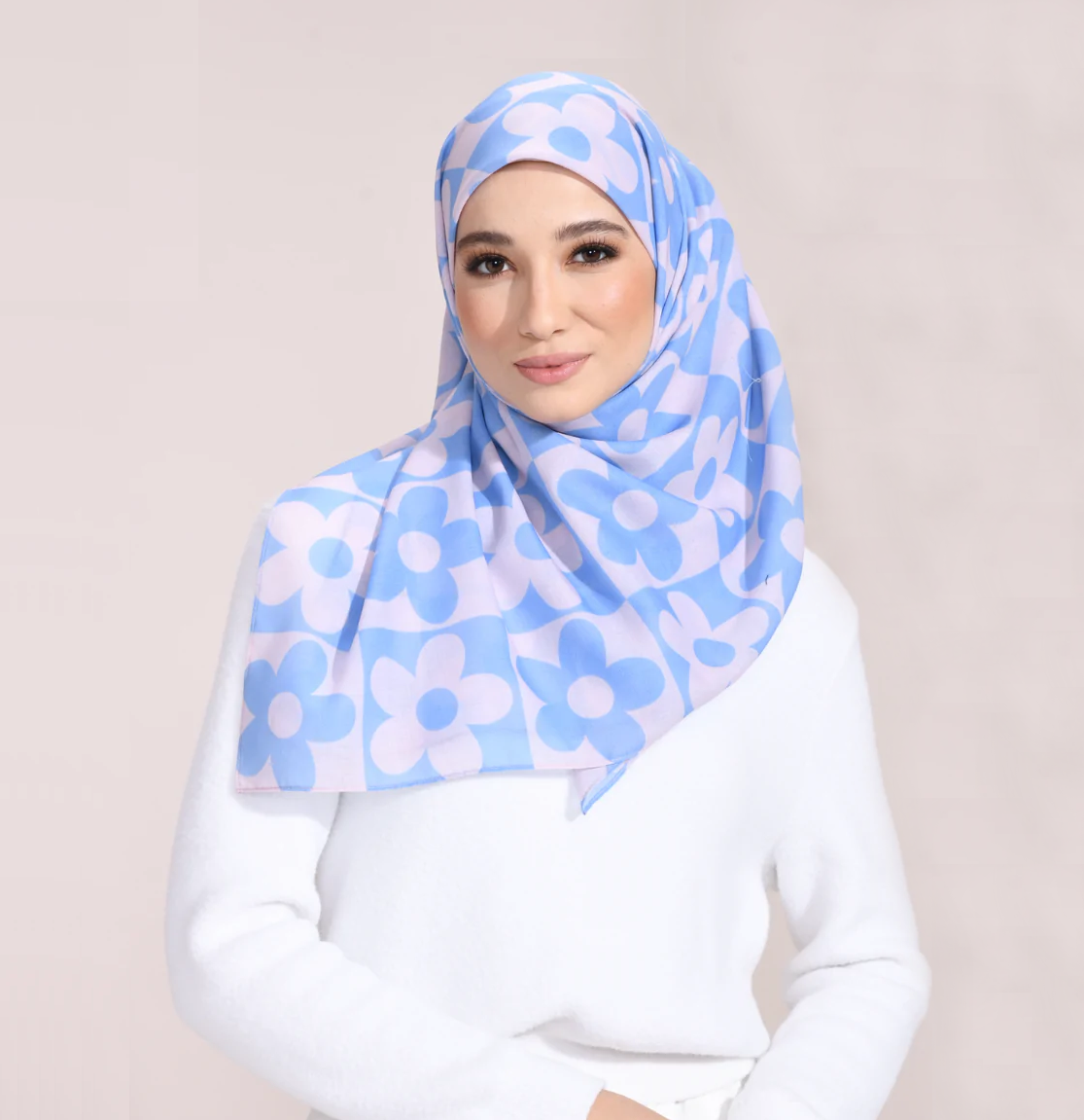 Sky Bloom Cotton Voil Headscarf
