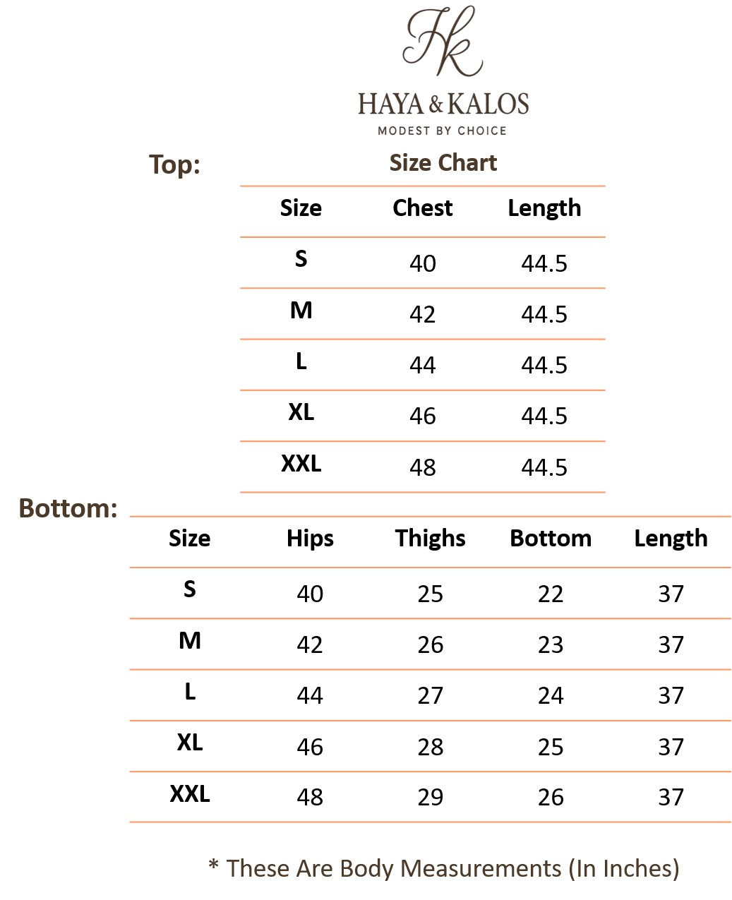 Size chart