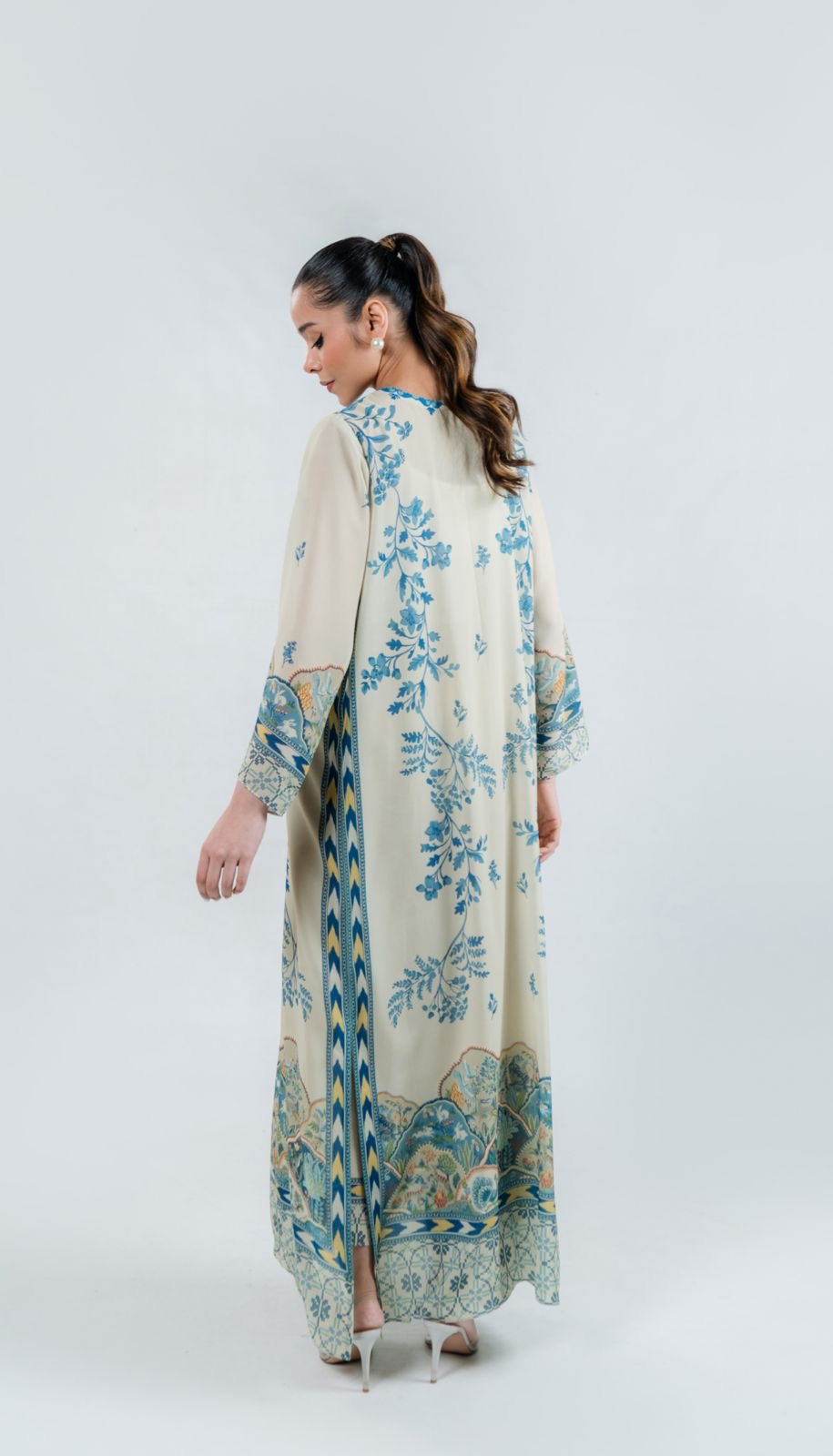 Azure Meadow Luxe Modest Kaftan With Pants