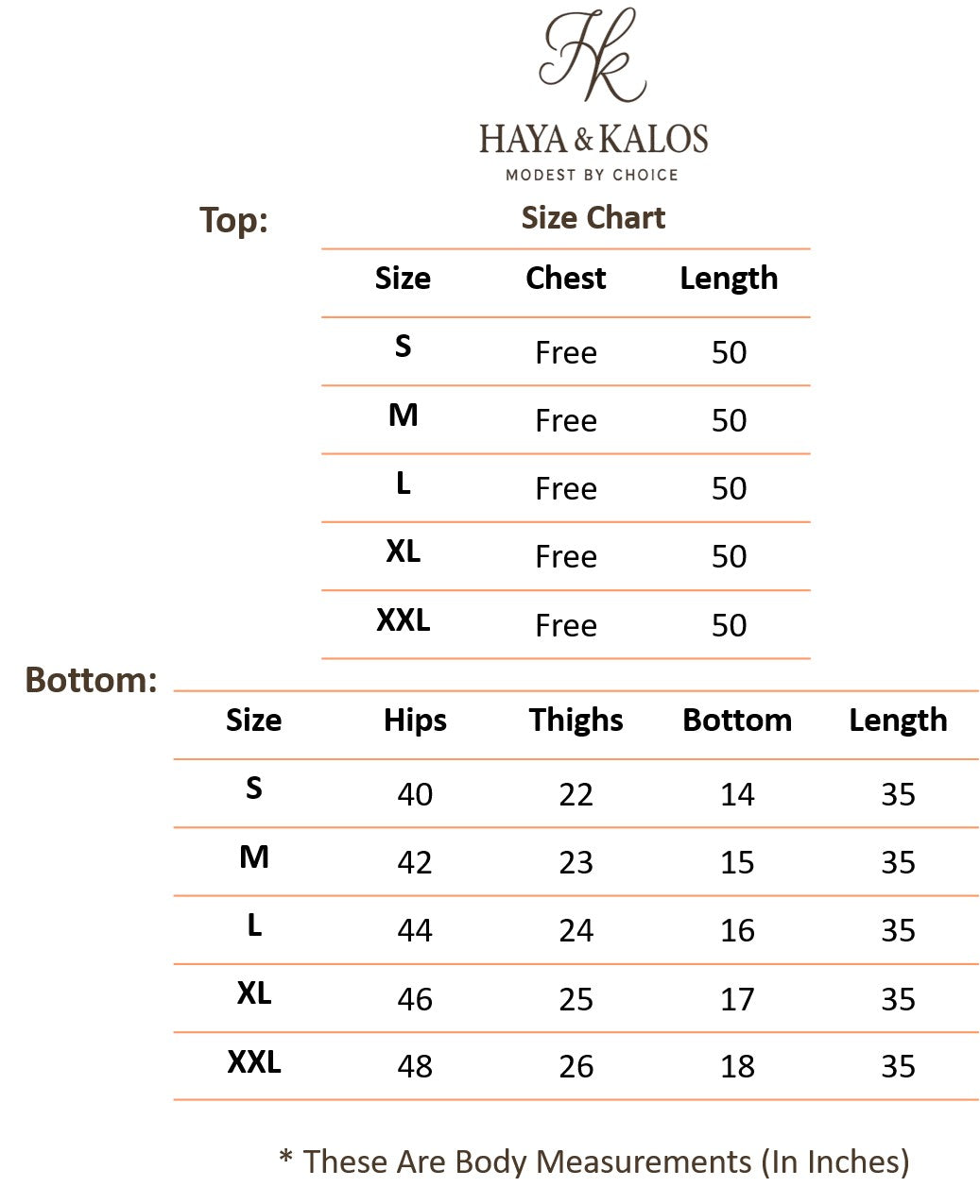 Size chart