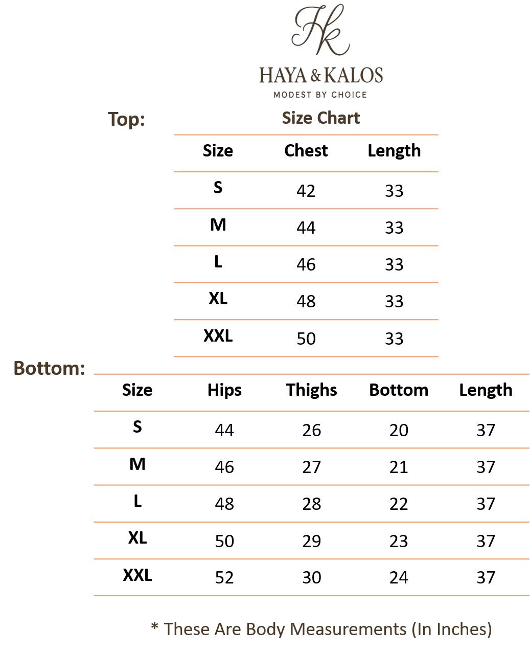 Size chart
