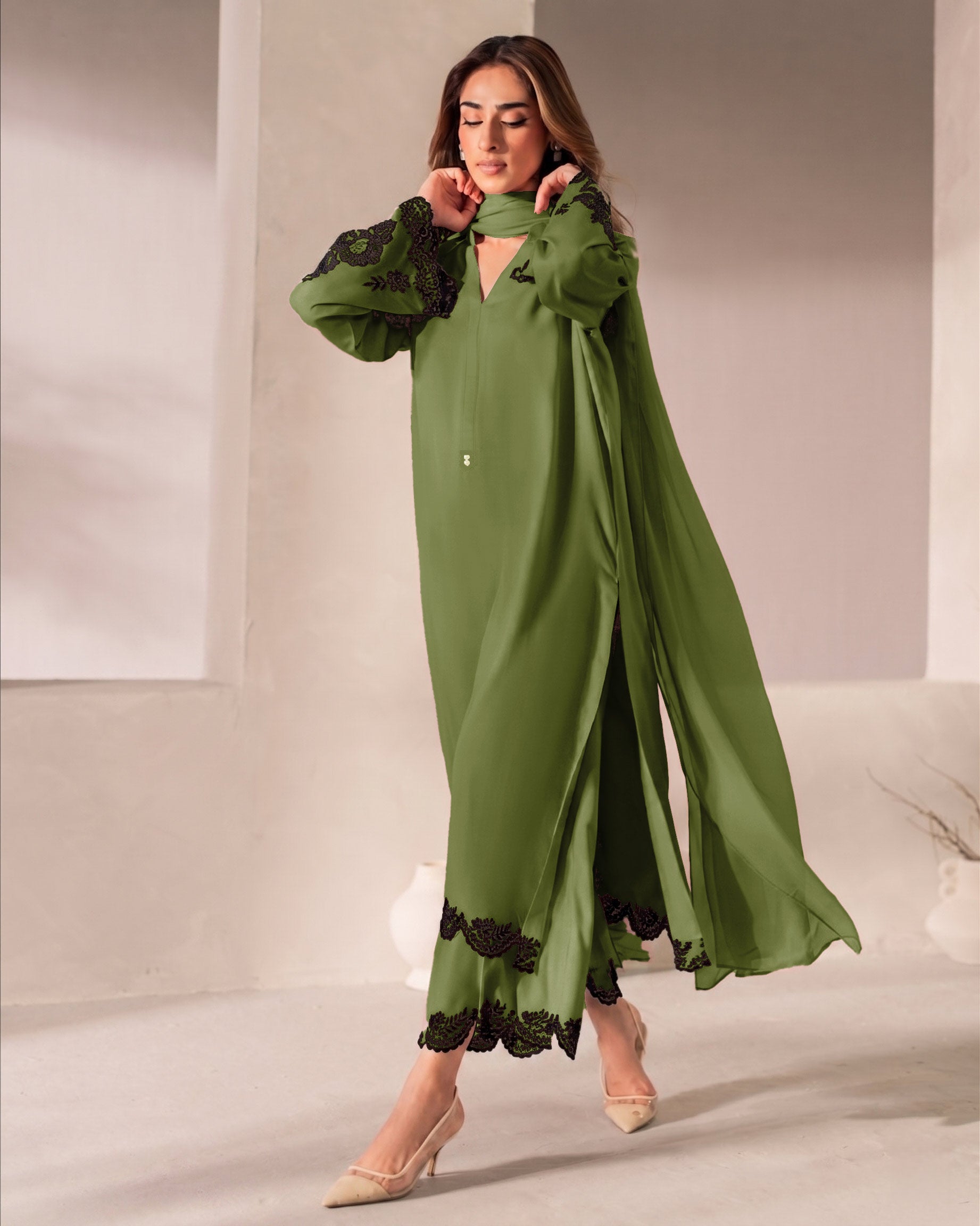 luxury two piece modest outfit