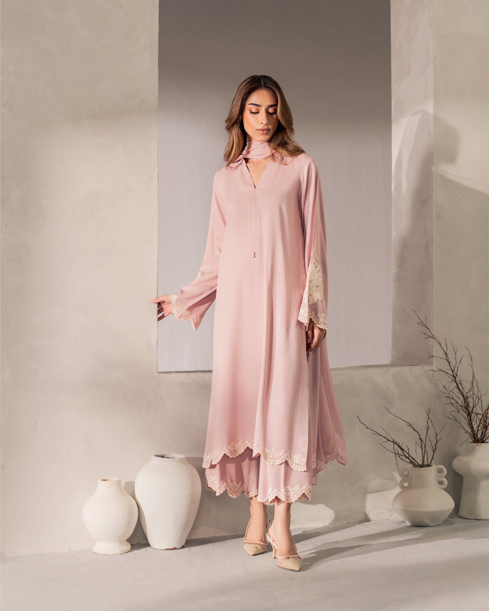 Elara Luxe Modest Co-Ord Set With Scarf