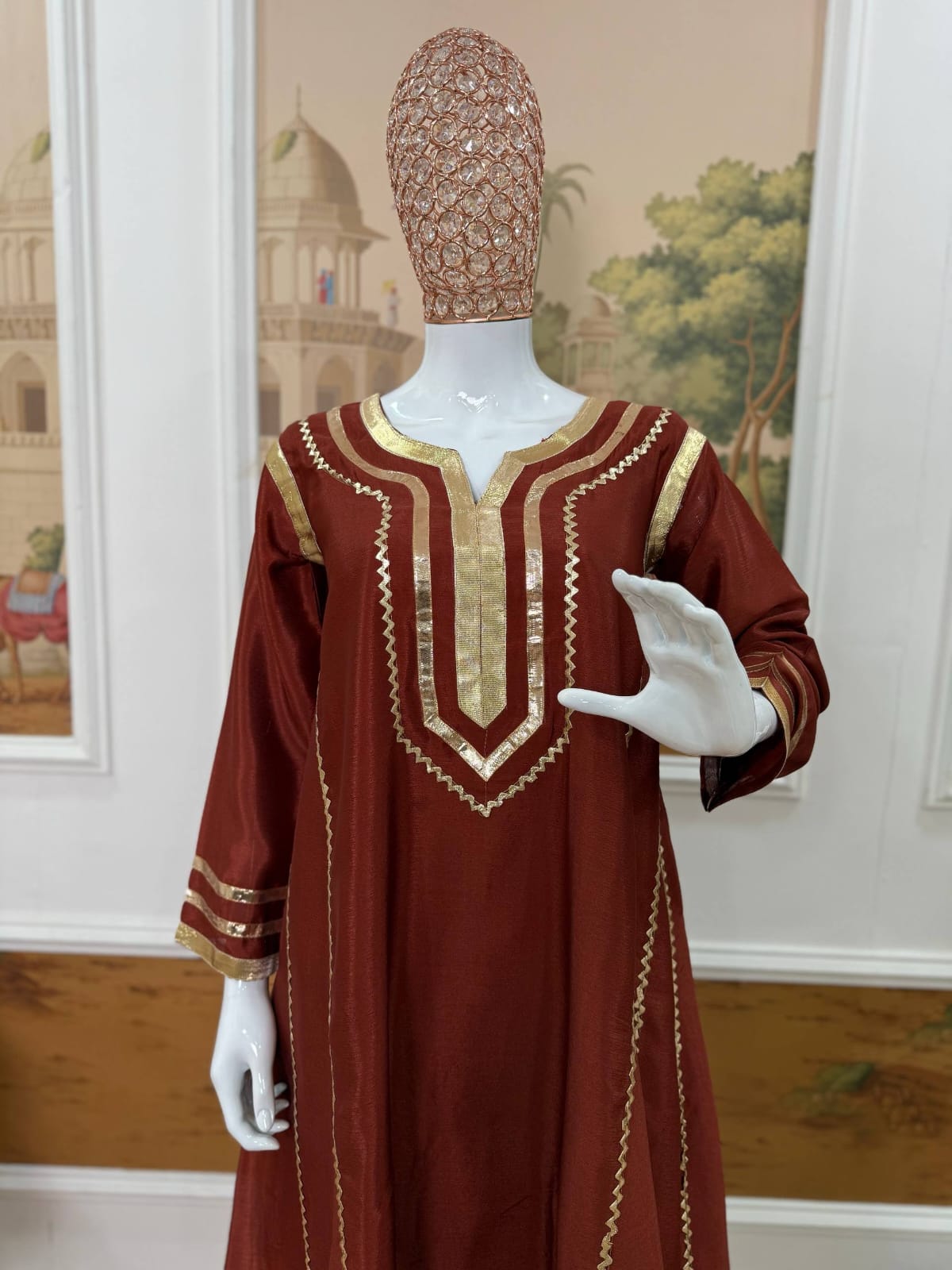 Rust Noor Heavy Gota Patti Signature Modest Kurta Set
