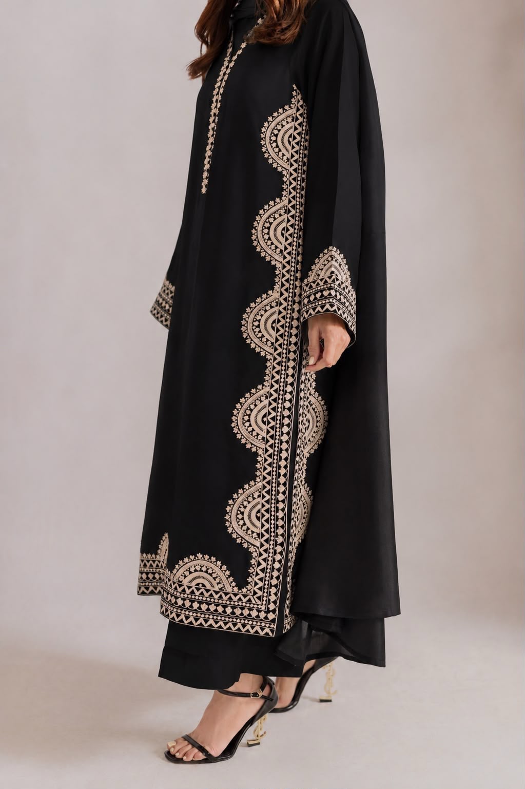 contrast embroidery modest outfit