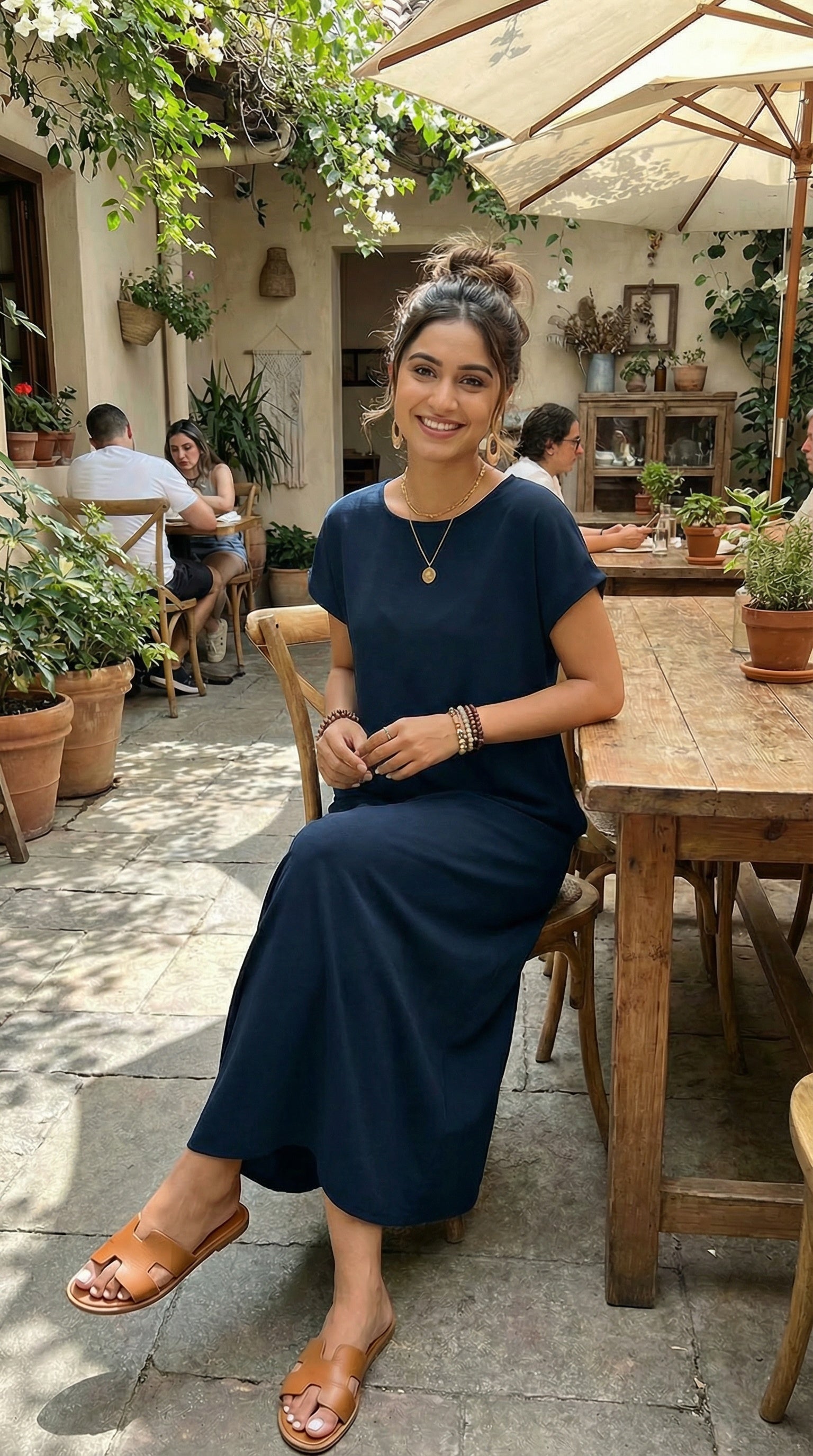 Midnight Ease Modest Tie-Waist Maxi Dress