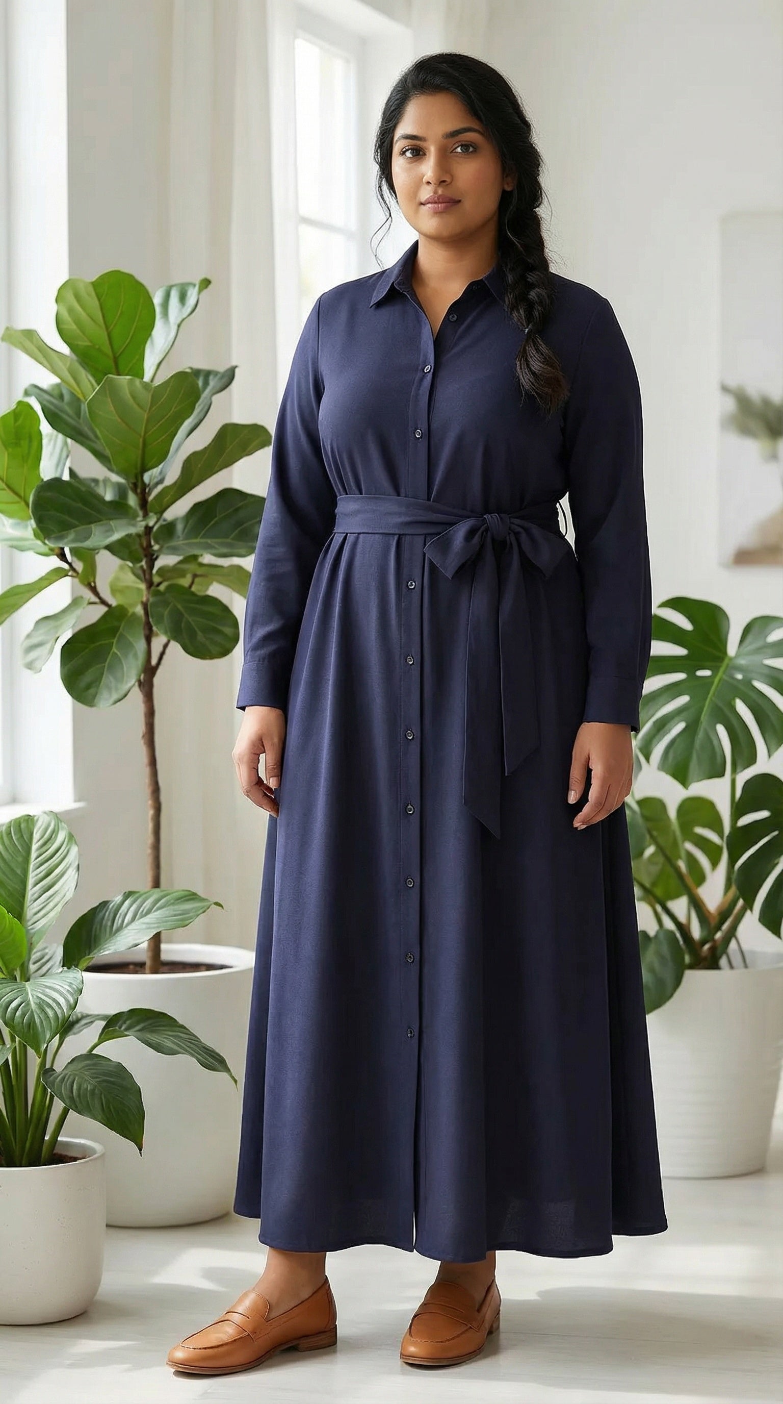 Midnight Grace Modest Shirt Maxi Dress | Floor Length