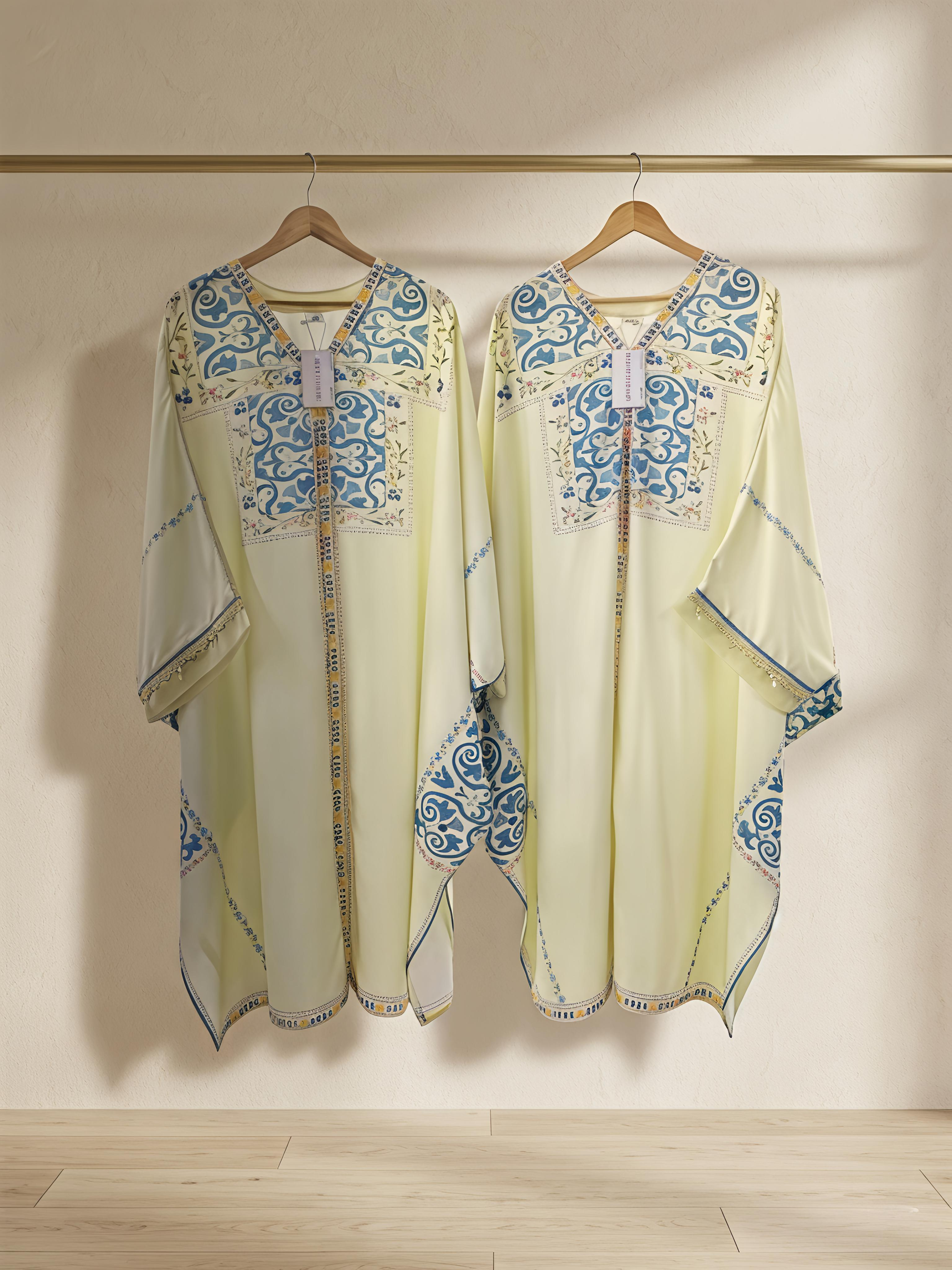 mint printed kaftan everyday wear