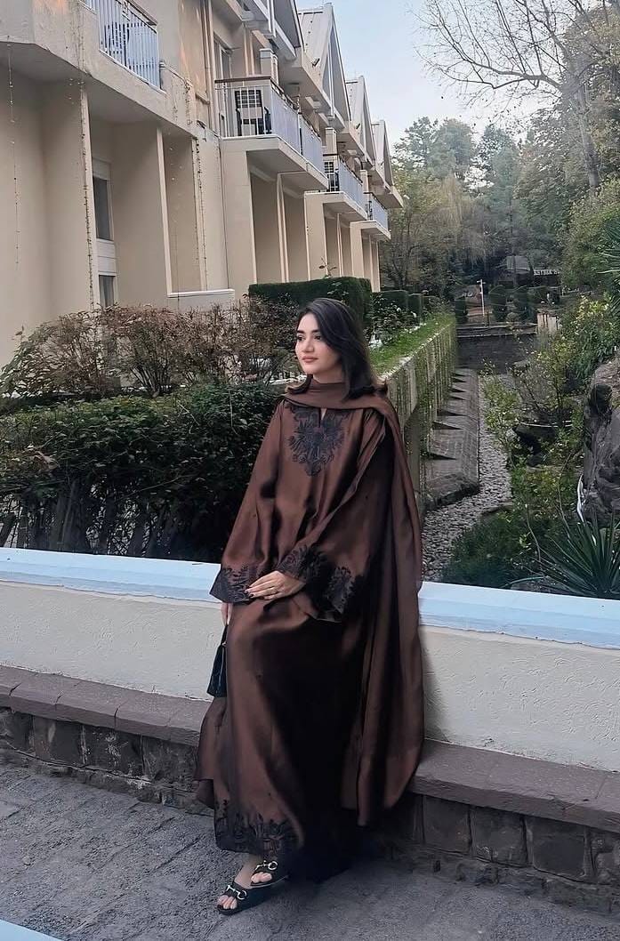 mocha brown embroidered kaftan