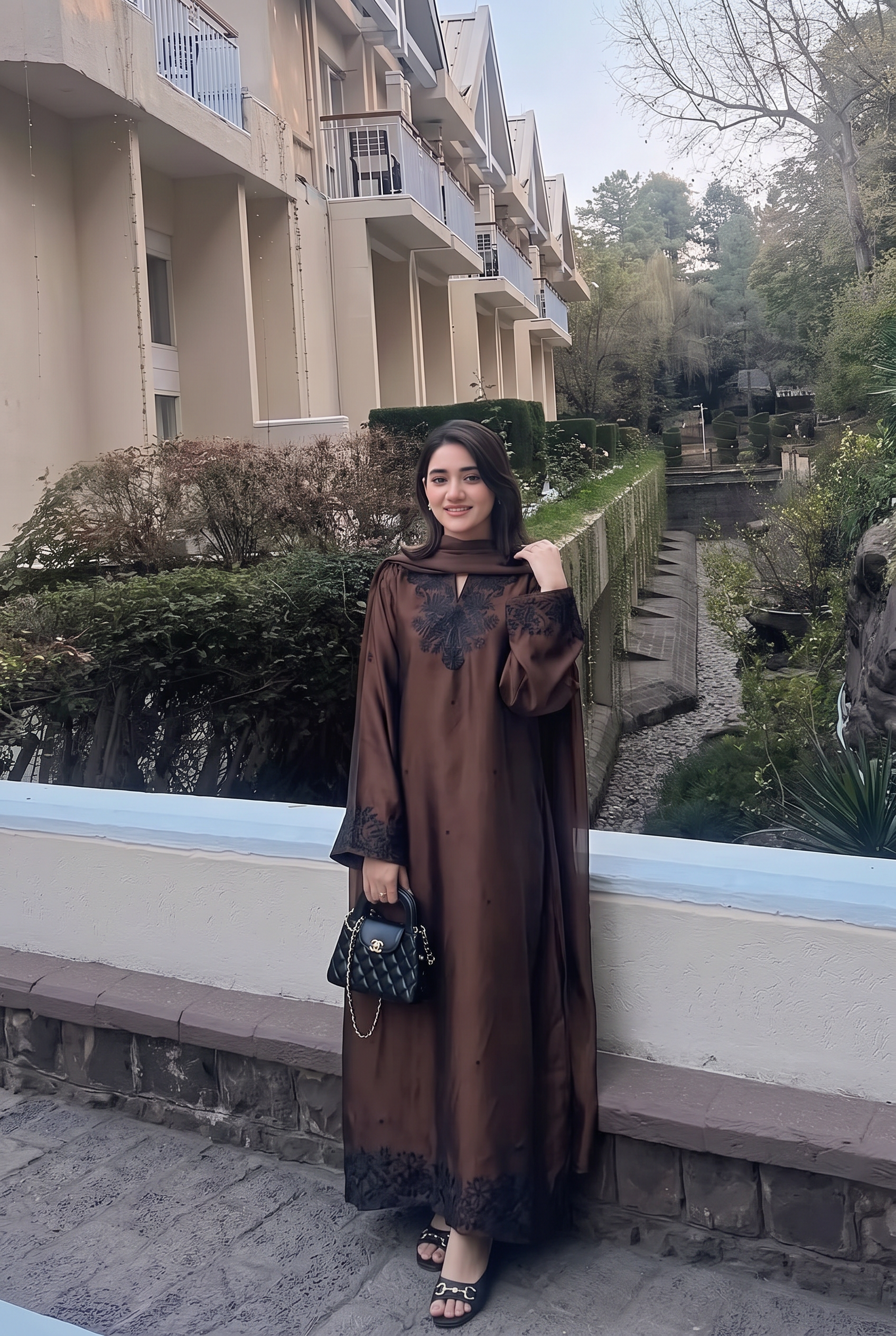 mocha noir luxe kaftan set