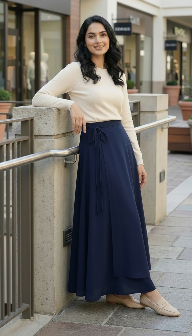 Navy Blue Modest Maxi Skirt Online