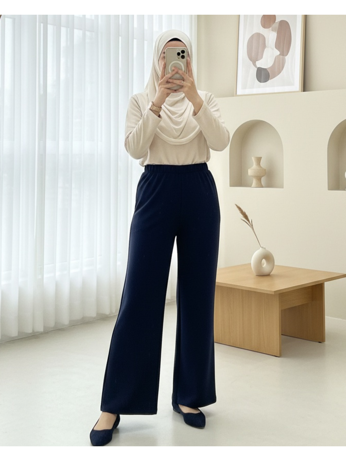 workwear straight leg modest trousers navy