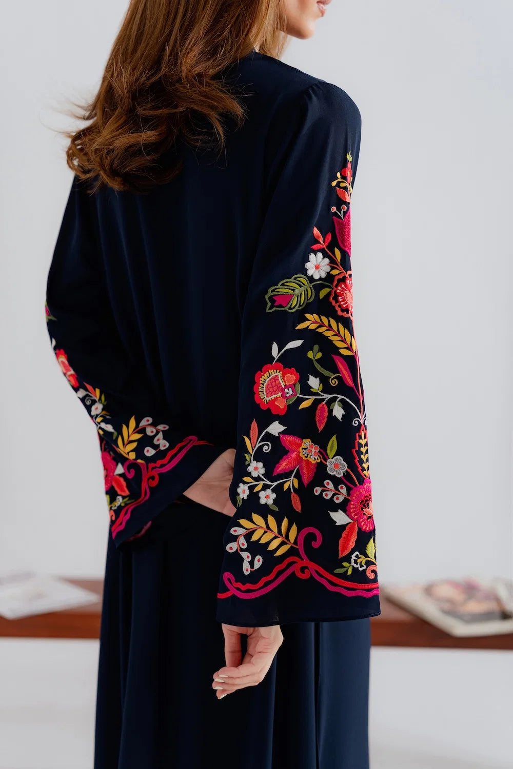 Navy Rosette Atelier Modest Co-Ord Set With Scarf