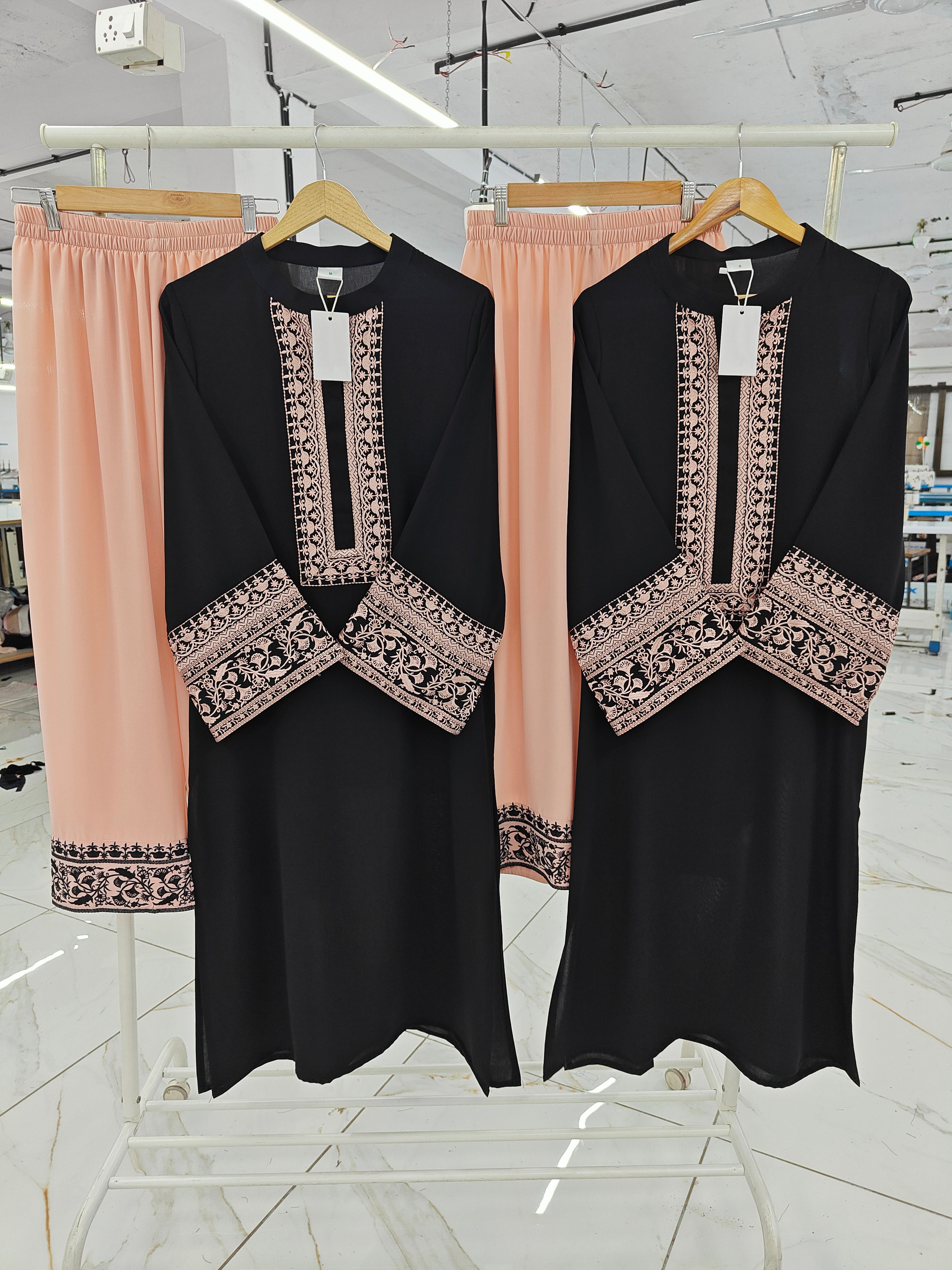 Noir Blush Drift Atelier Embroidered Modest Co-Ord Set