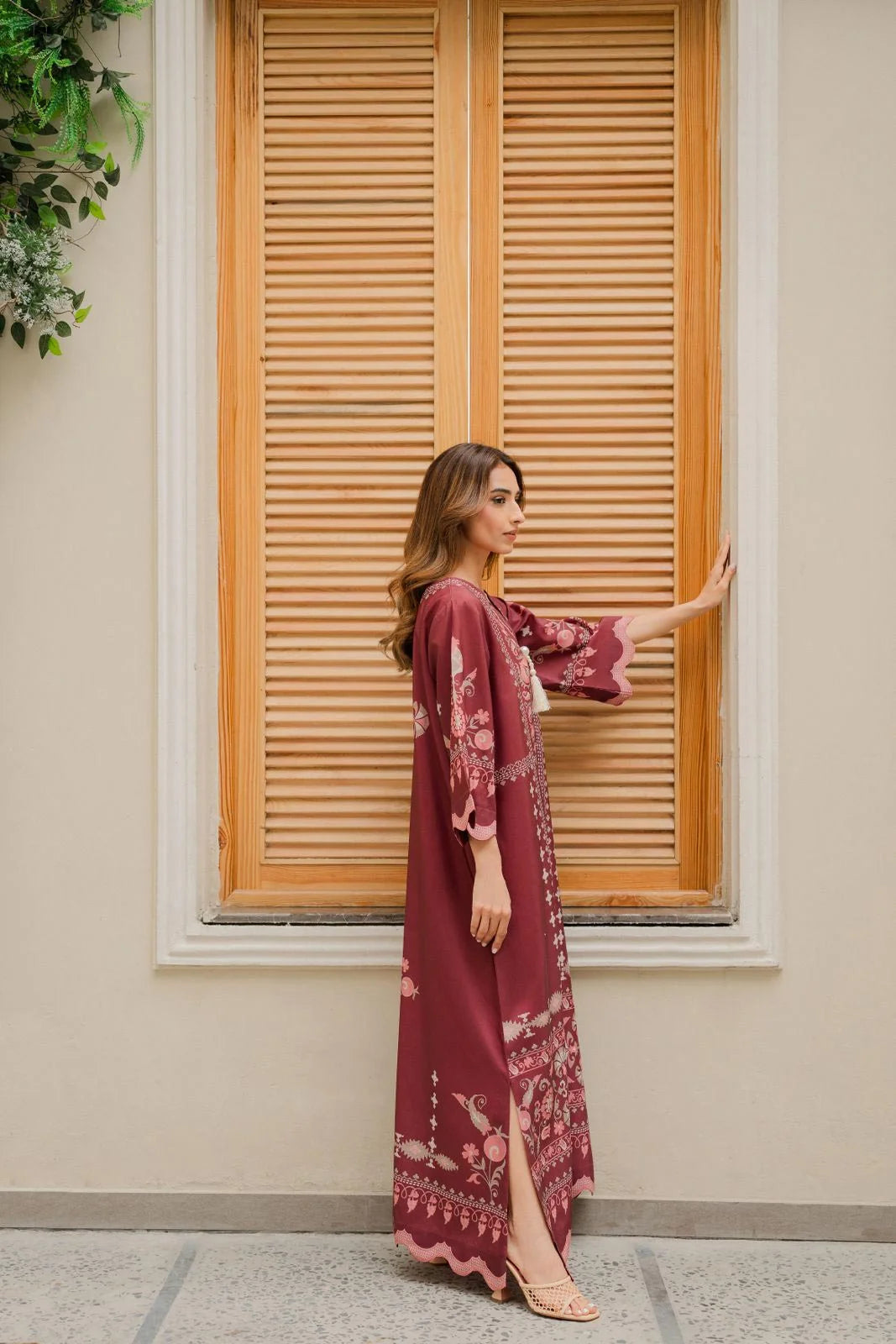 flowing embroidered kaftan