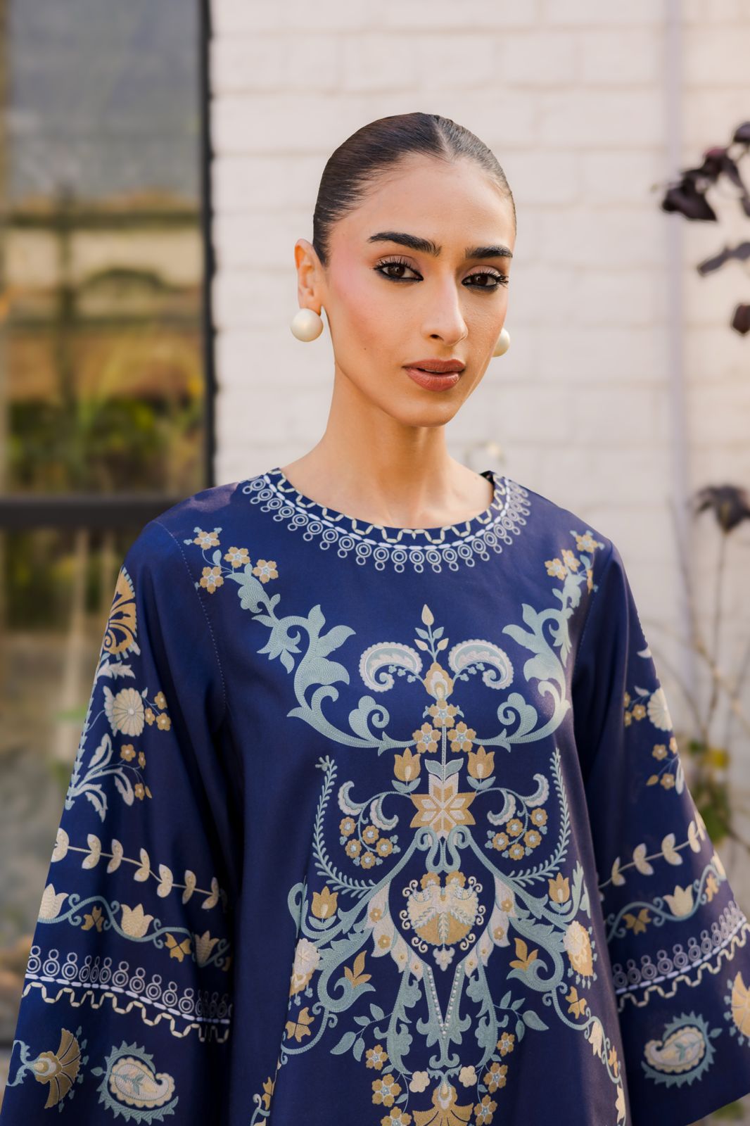 Nora three-piece modest outfit with long top and chiffon scarf