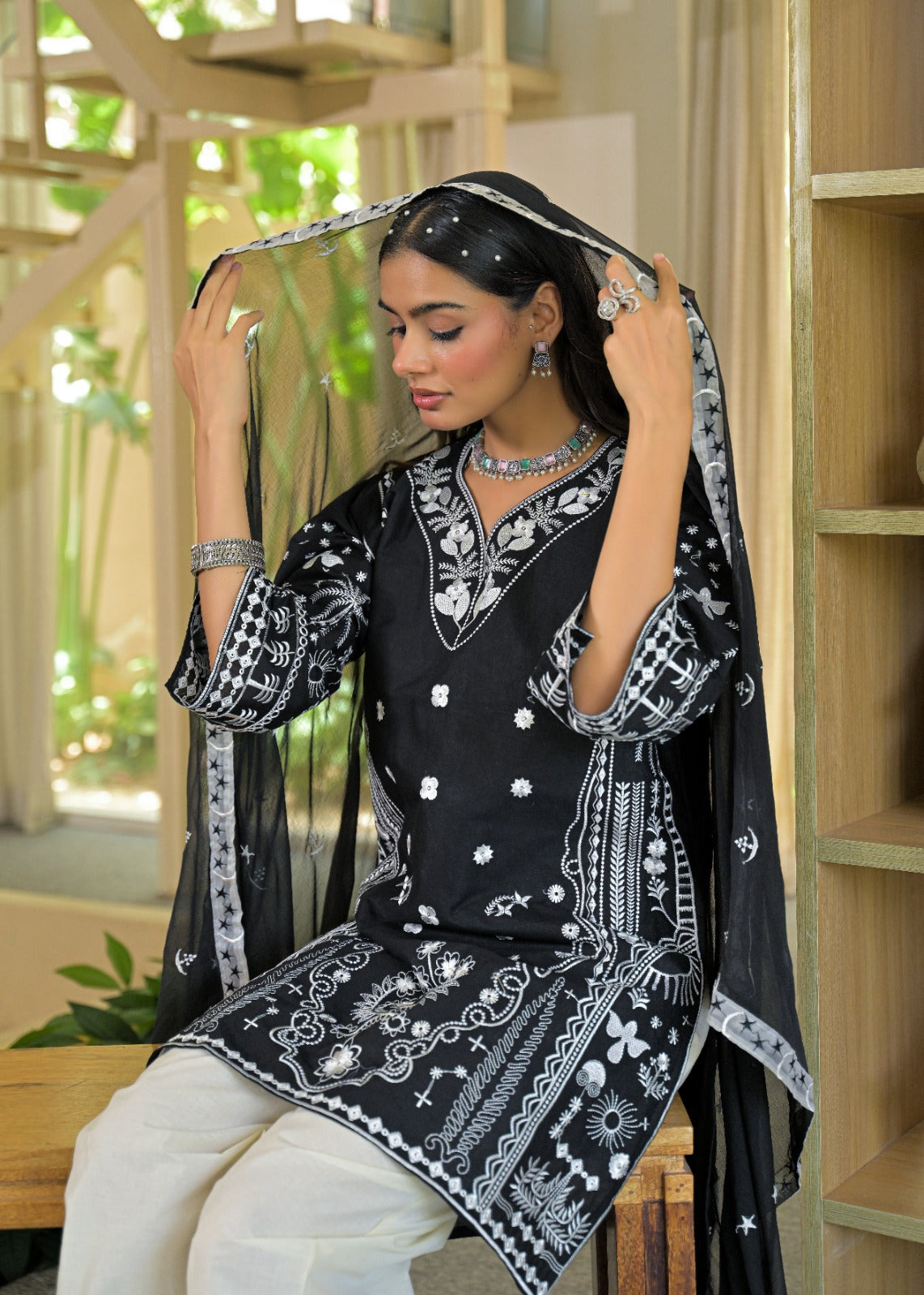embroidered cotton modest outfit women