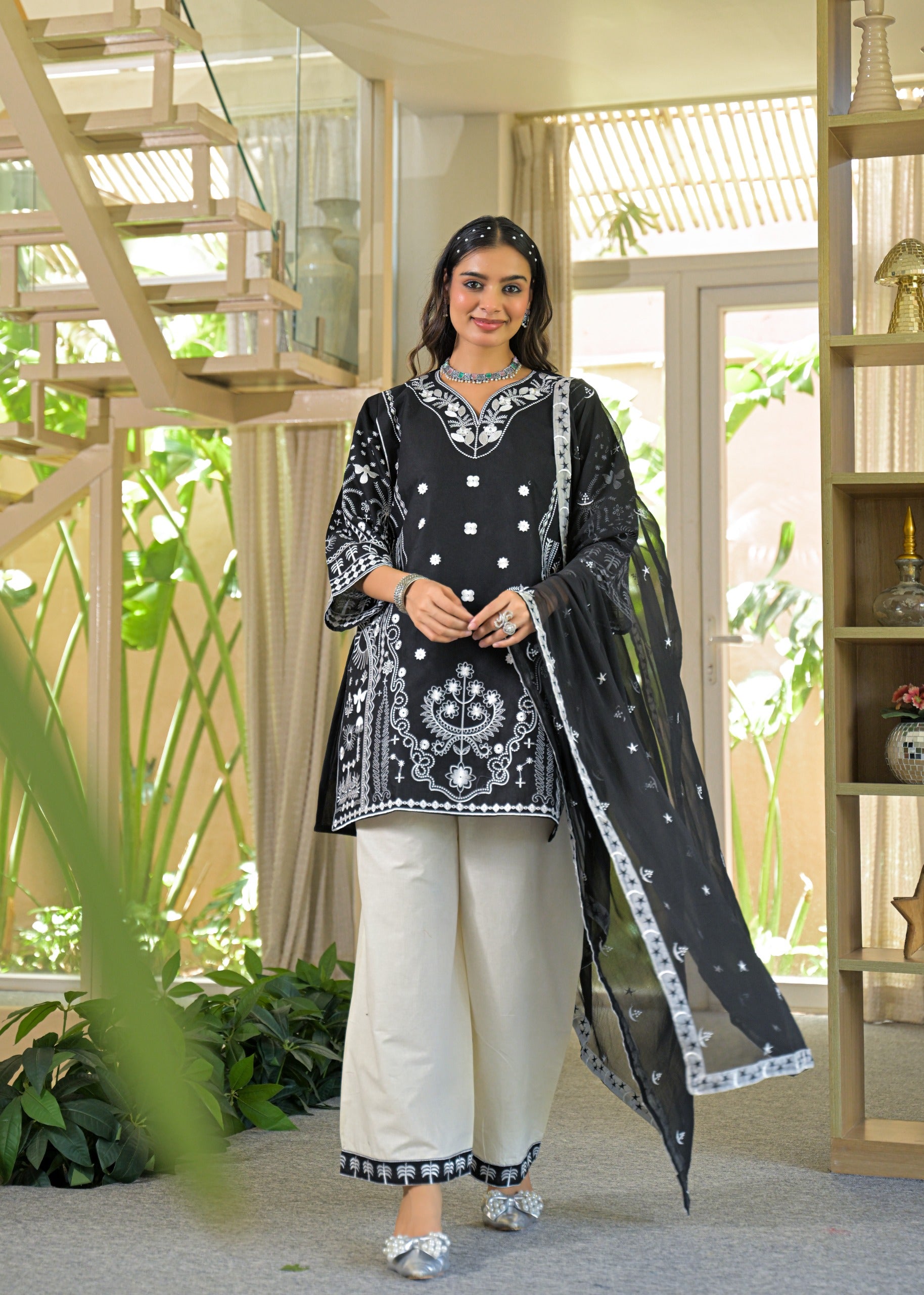breathable embroidered cotton shalwar set