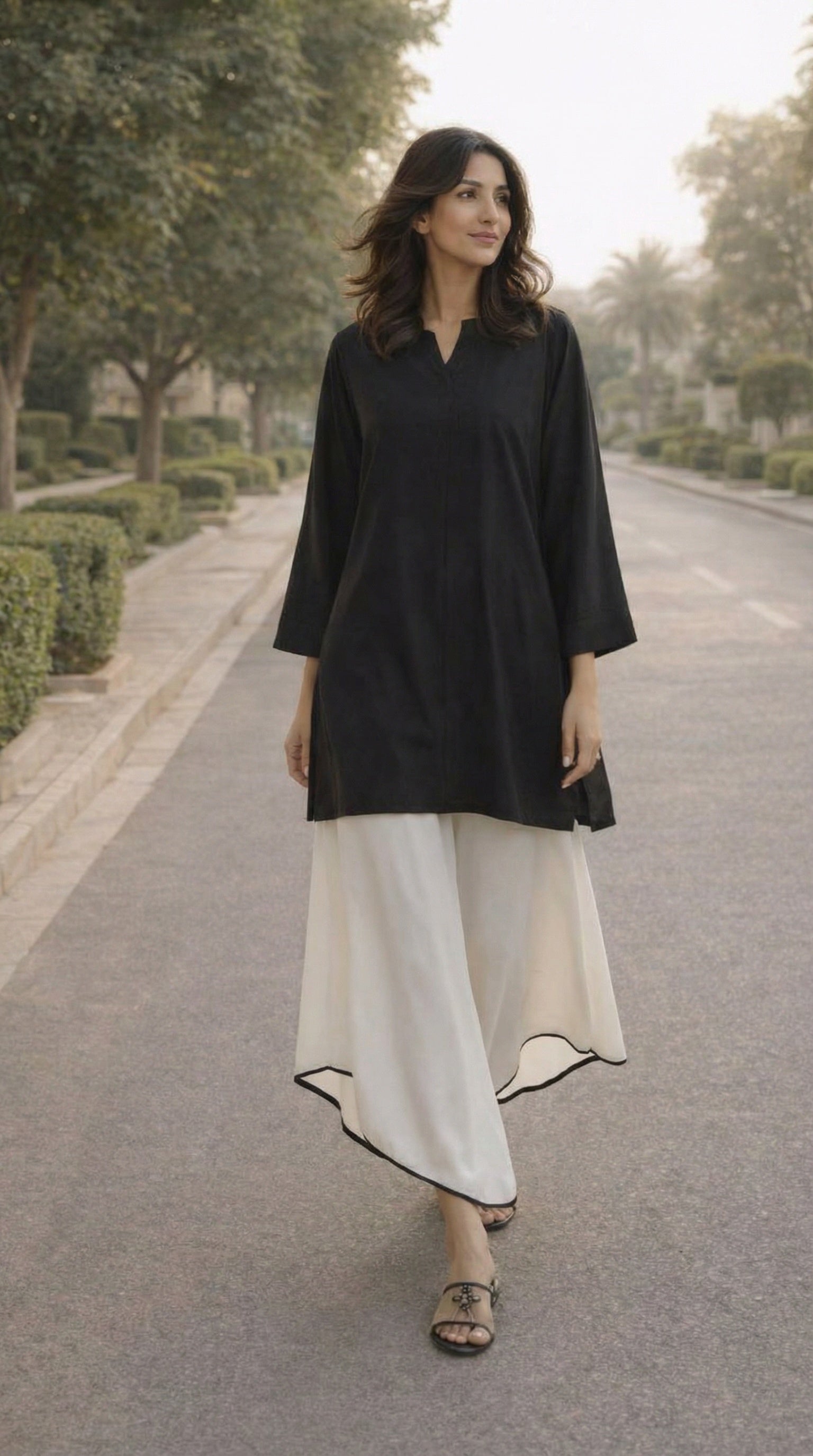 Black Ease Straight Modest Co-Ord Set